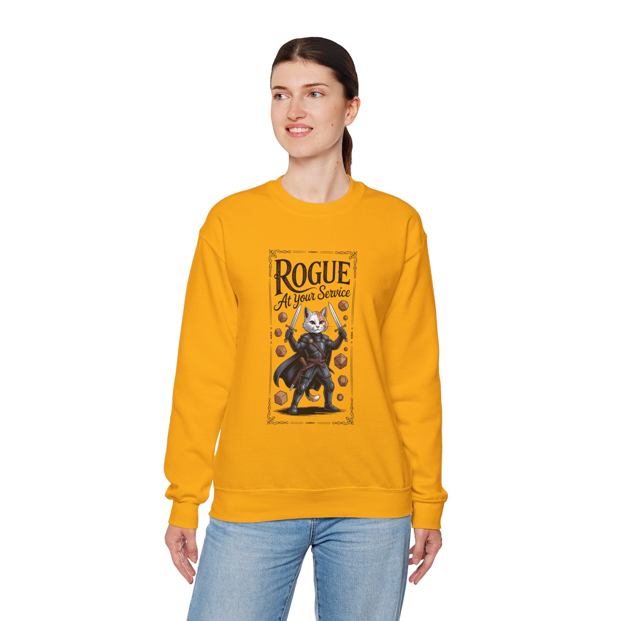 Rogue Cat at Your Serivece D&D Sweatshirt | Cat Lover RPG Gift
