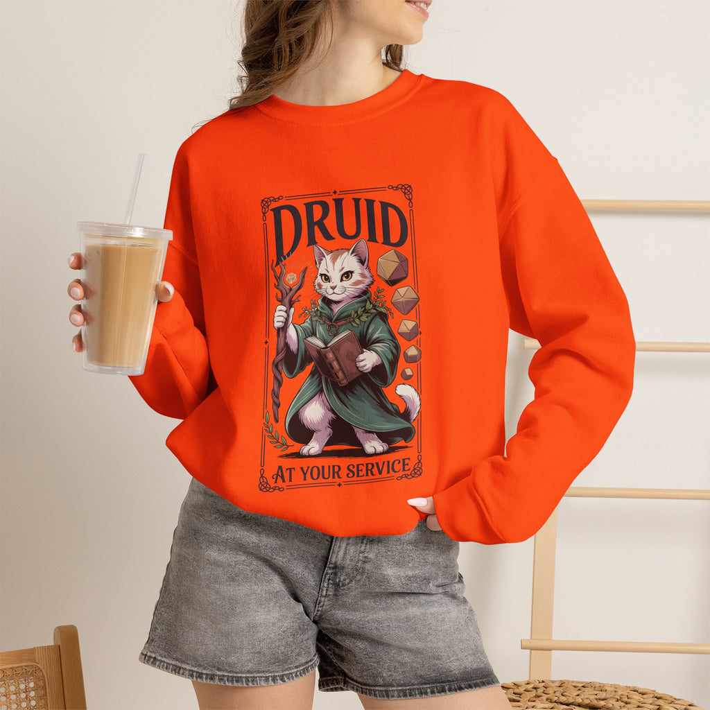 Druid Cat at Your Serivece D&D Sweatshirt | Cat Lover RPG Gift