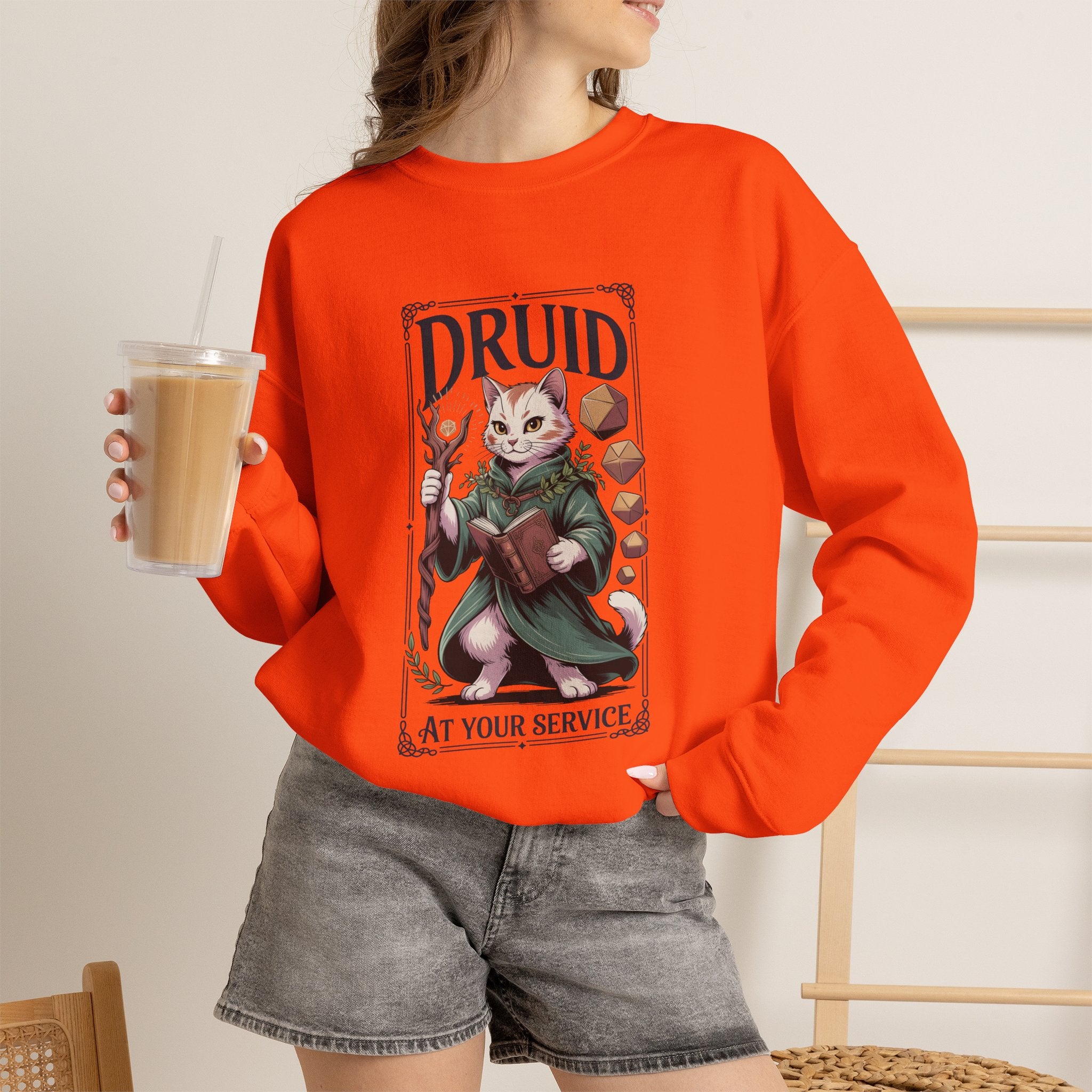 Druid Cat at Your Serivece D&D Sweatshirt | Cat Lover RPG Gift