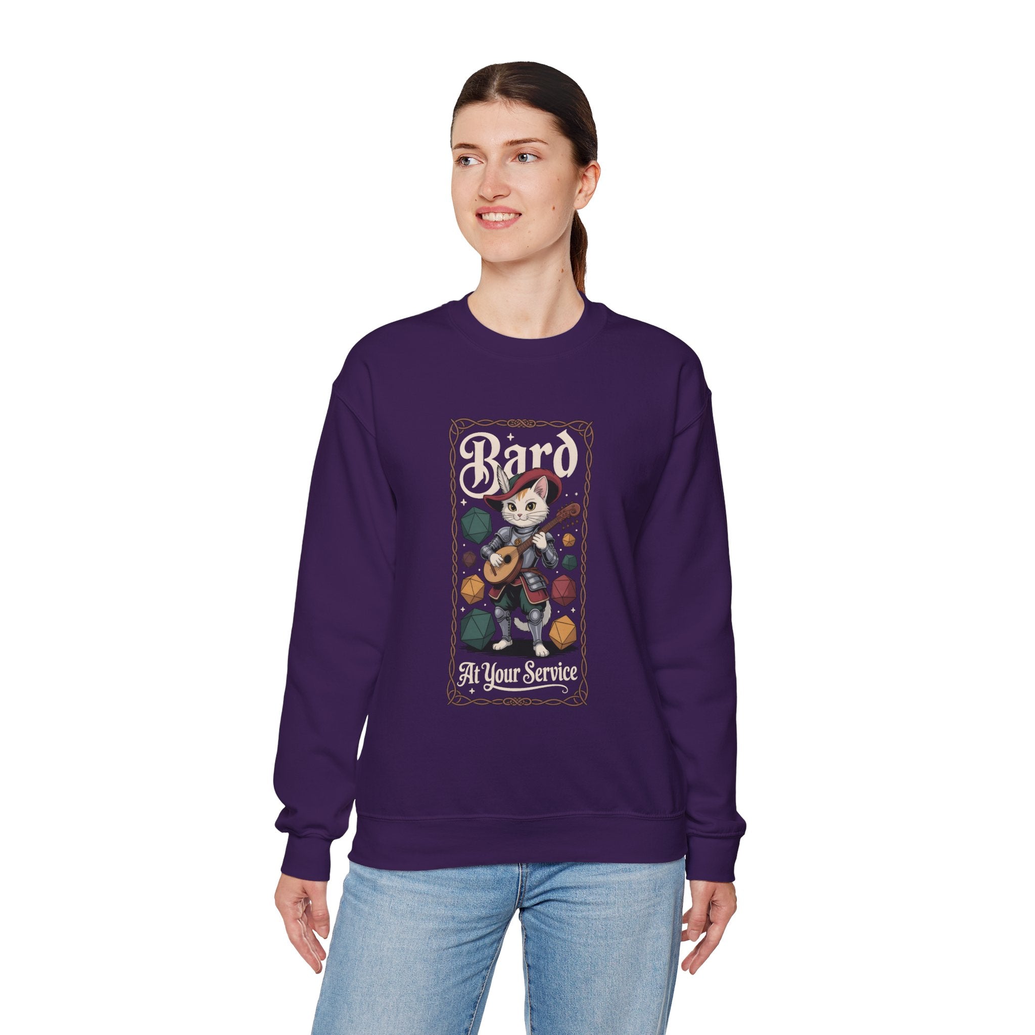 Bard Cat at Your Serivece D&D Sweatshirt | Cat Lover RPG Gift
