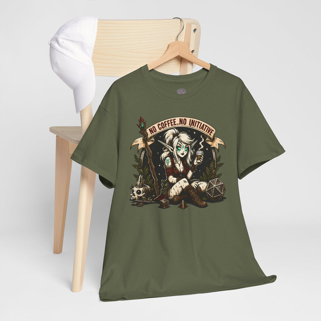 No Coffee, No Initiative | Fantasy RPG T-shirt