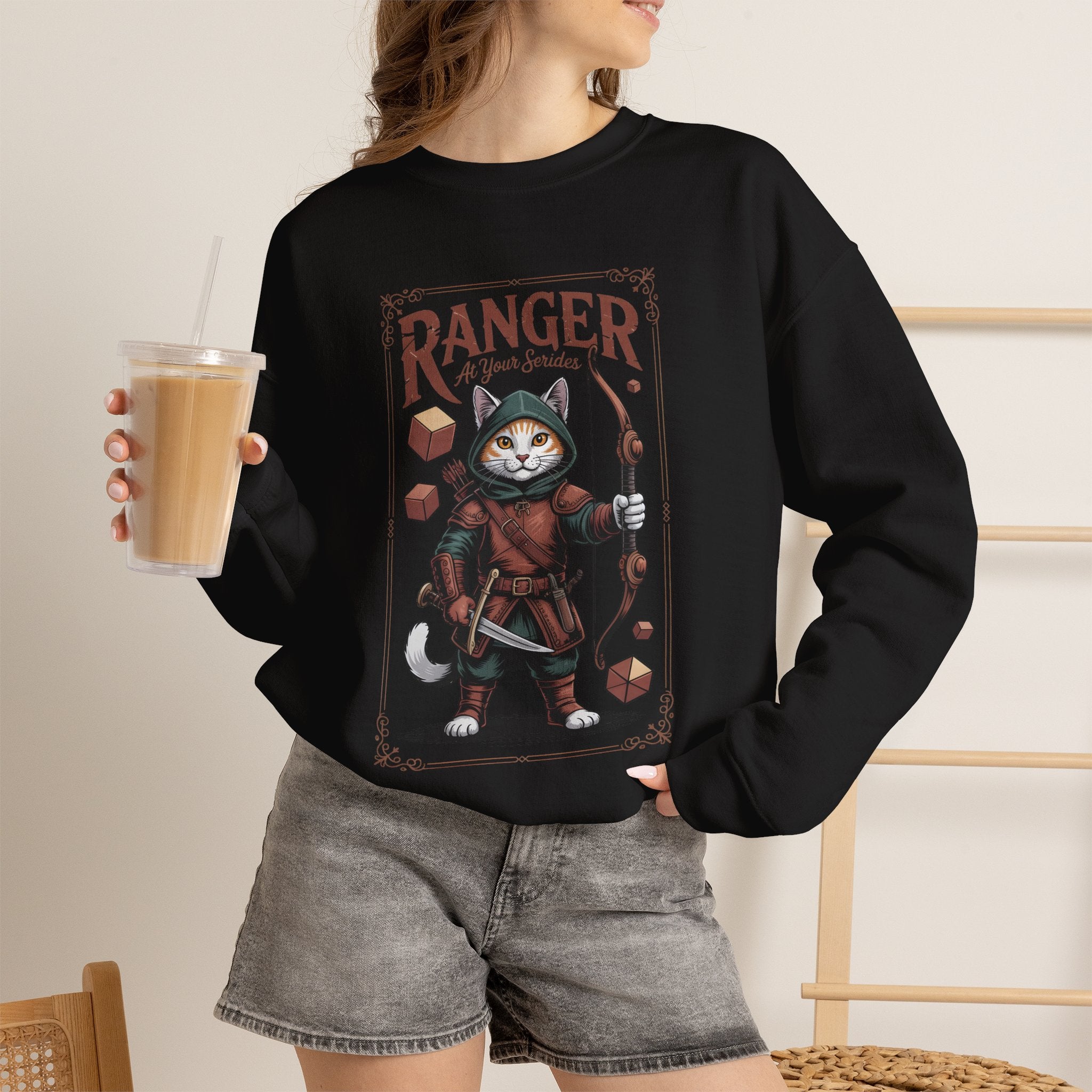 Ranger Cat at Your Serivece D&D Sweatshirt | Cat Lover RPG Gift