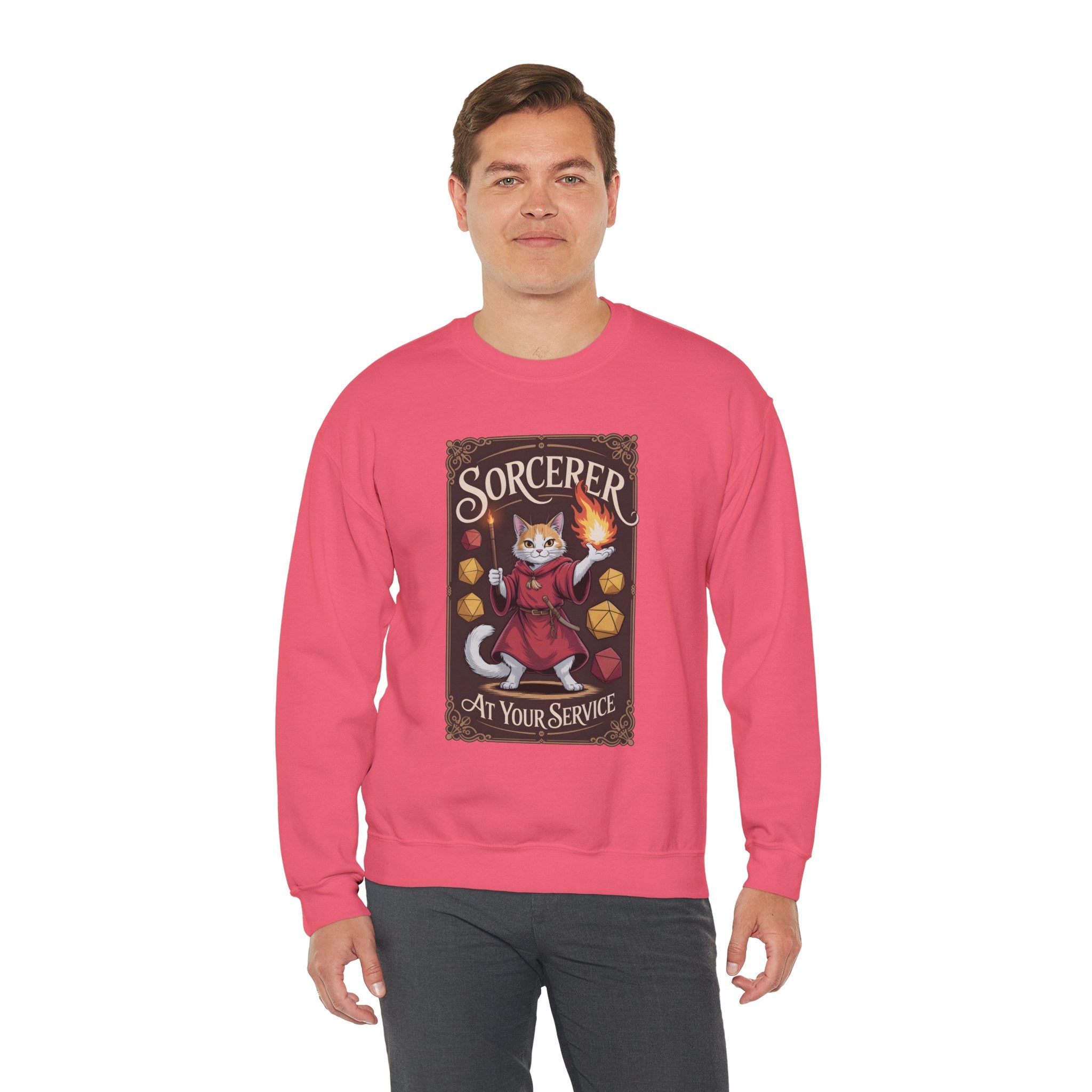 Sorcerer Cat at Your Service D&D Sweatshirt | Cat Lover RPG Gift