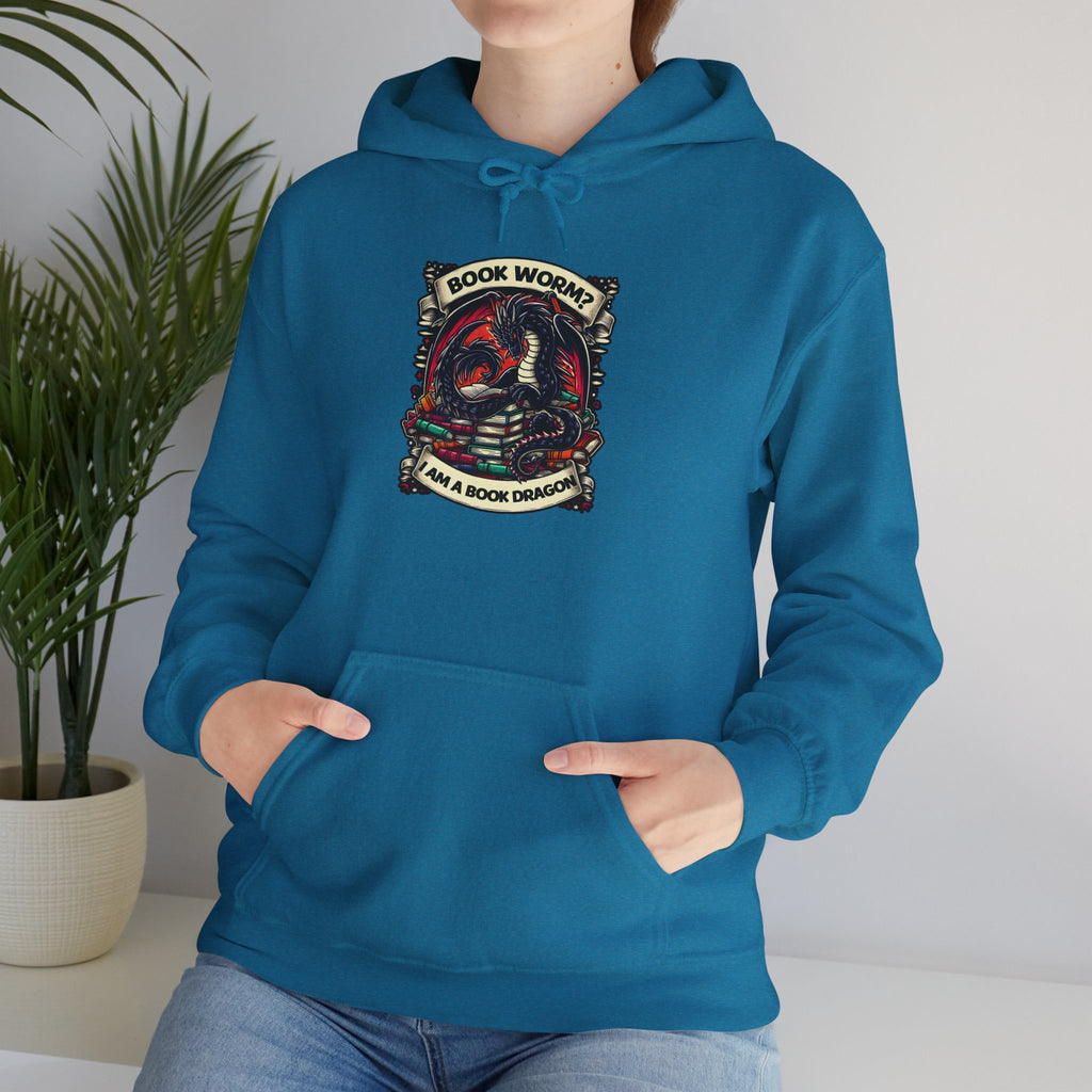 Book Worm? I Am a Book Dragon, Fantasy Reader Hoodie