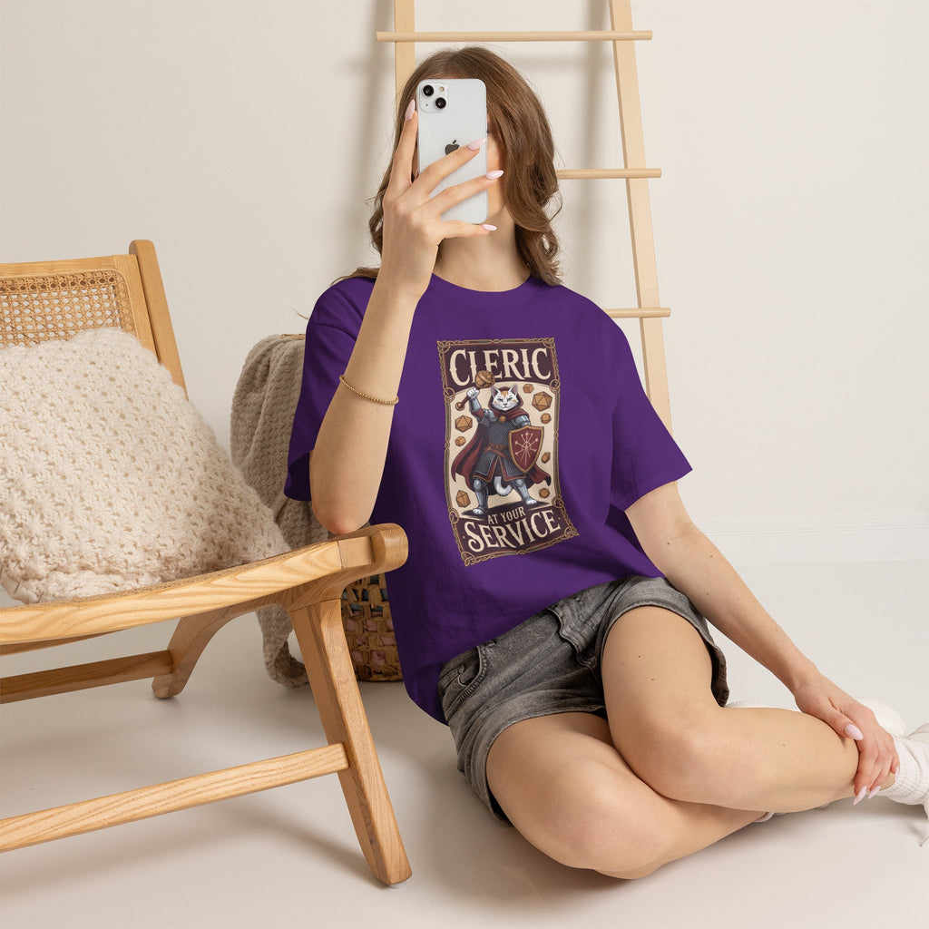 Cleric Cat at Your Service D&D T-shirt | Cat Lover RPG Gift
