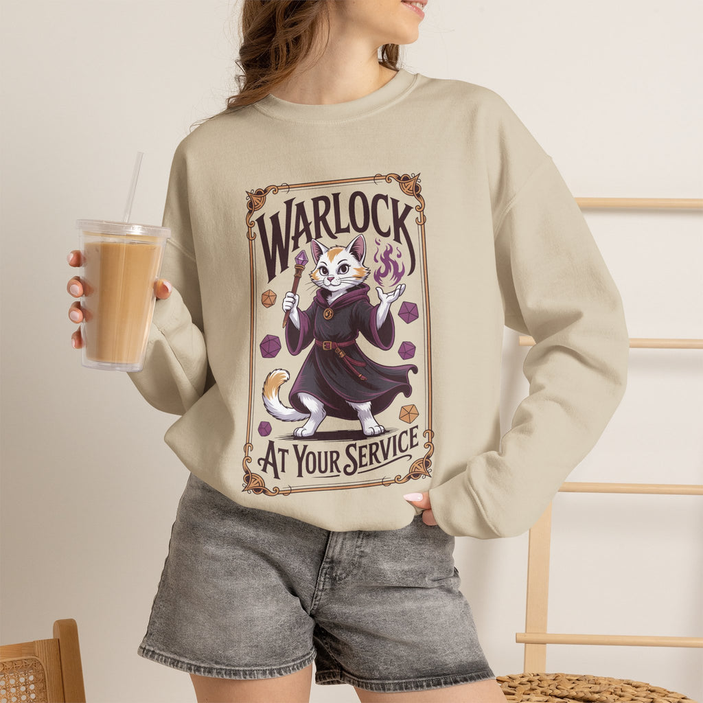 Warlock Cat at Your Serivece D&D Sweatshirt | Cat Lover RPG Gift