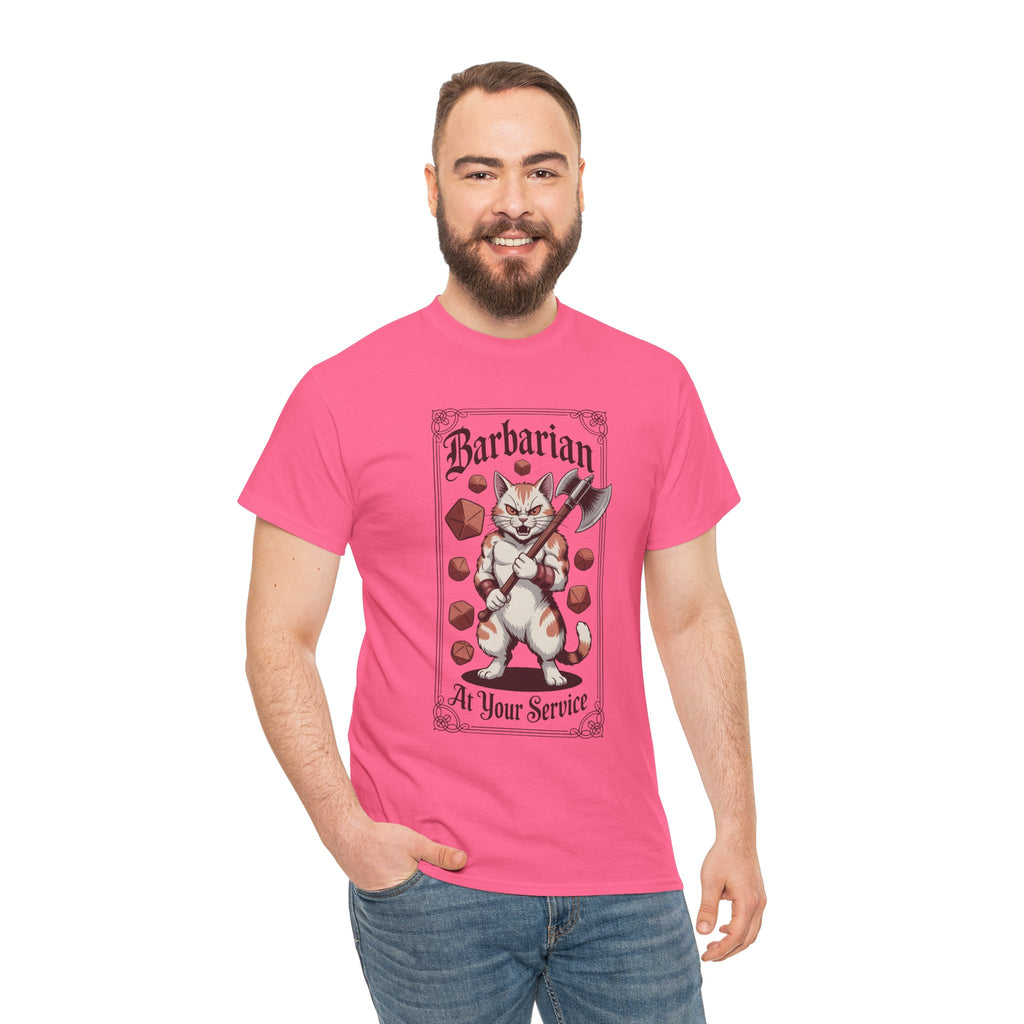 Barbarian Cat at Your Serivece D&D T-shirt | Cat Lover RPG Gift