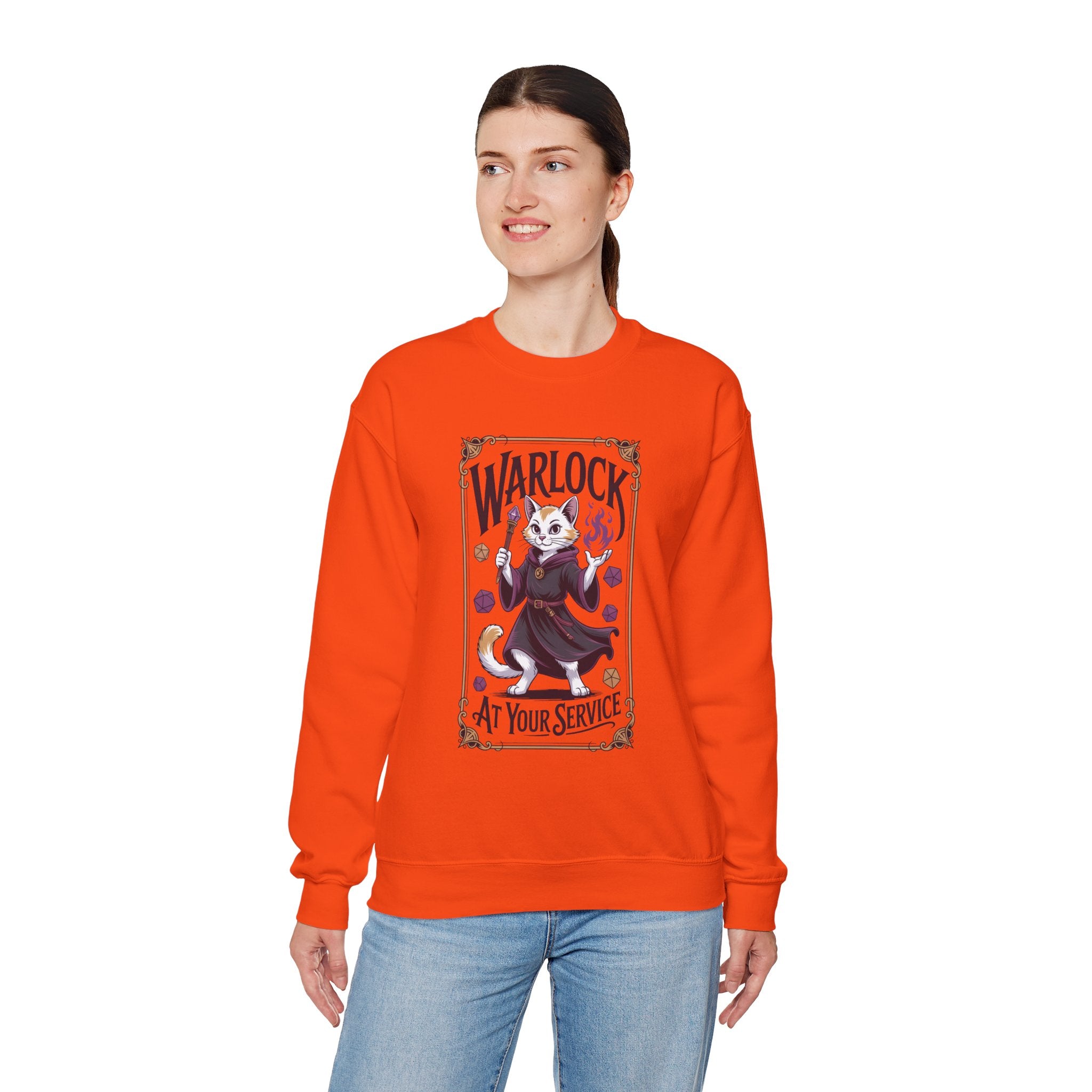 Warlock Cat at Your Serivece D&D Sweatshirt | Cat Lover RPG Gift