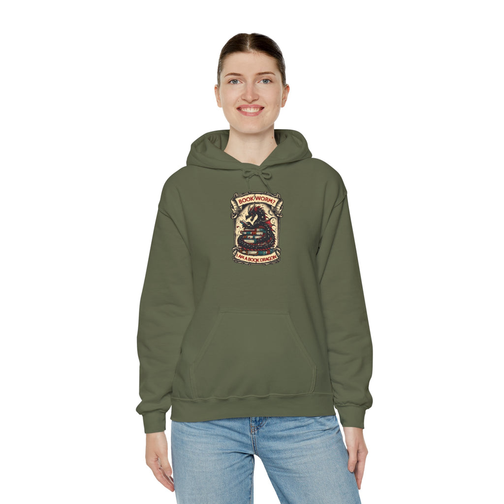 Book Worm? I Am a Book Dragon, Fantasy Reader Hoodie