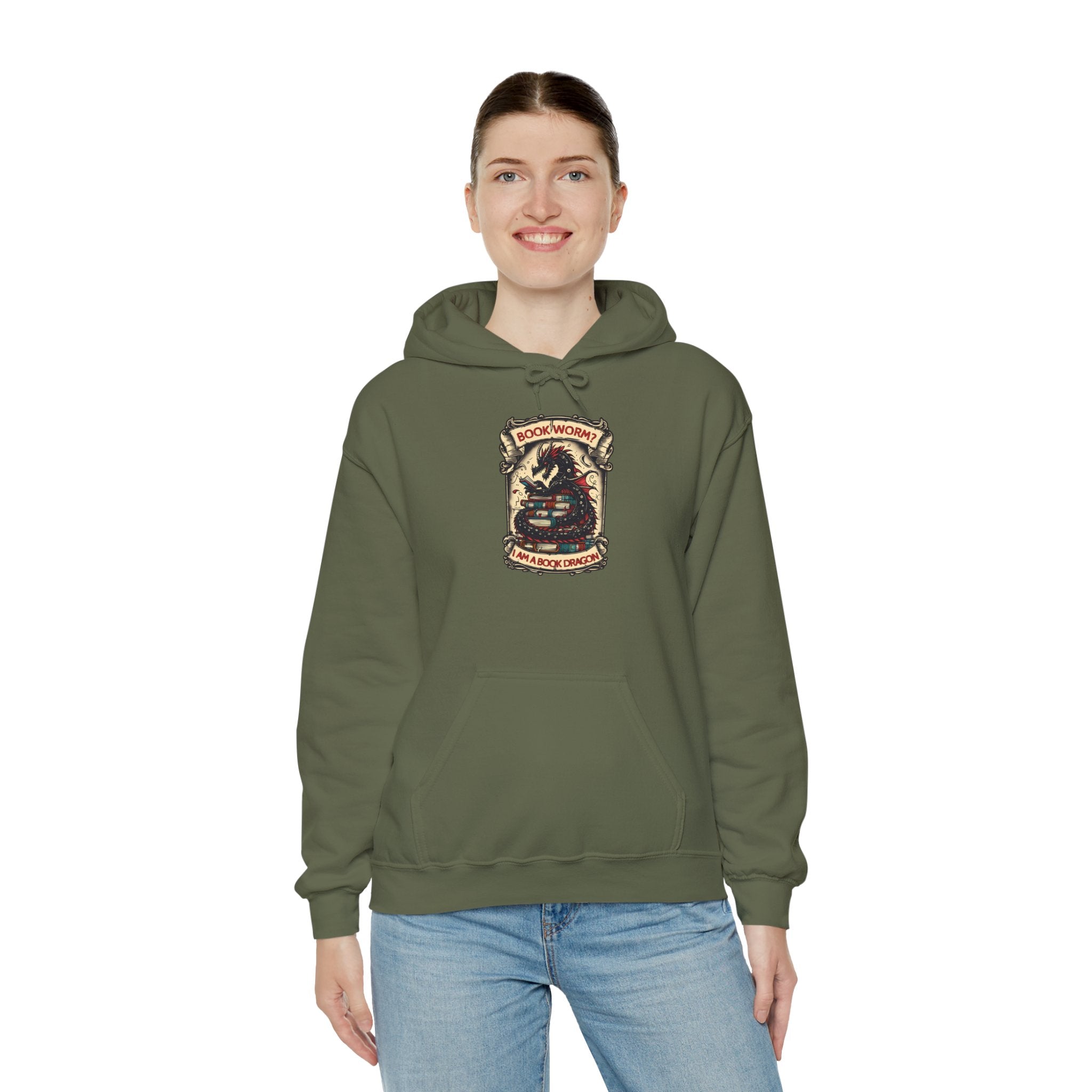 Book Worm? I Am a Book Dragon, Fantasy Reader Hoodie