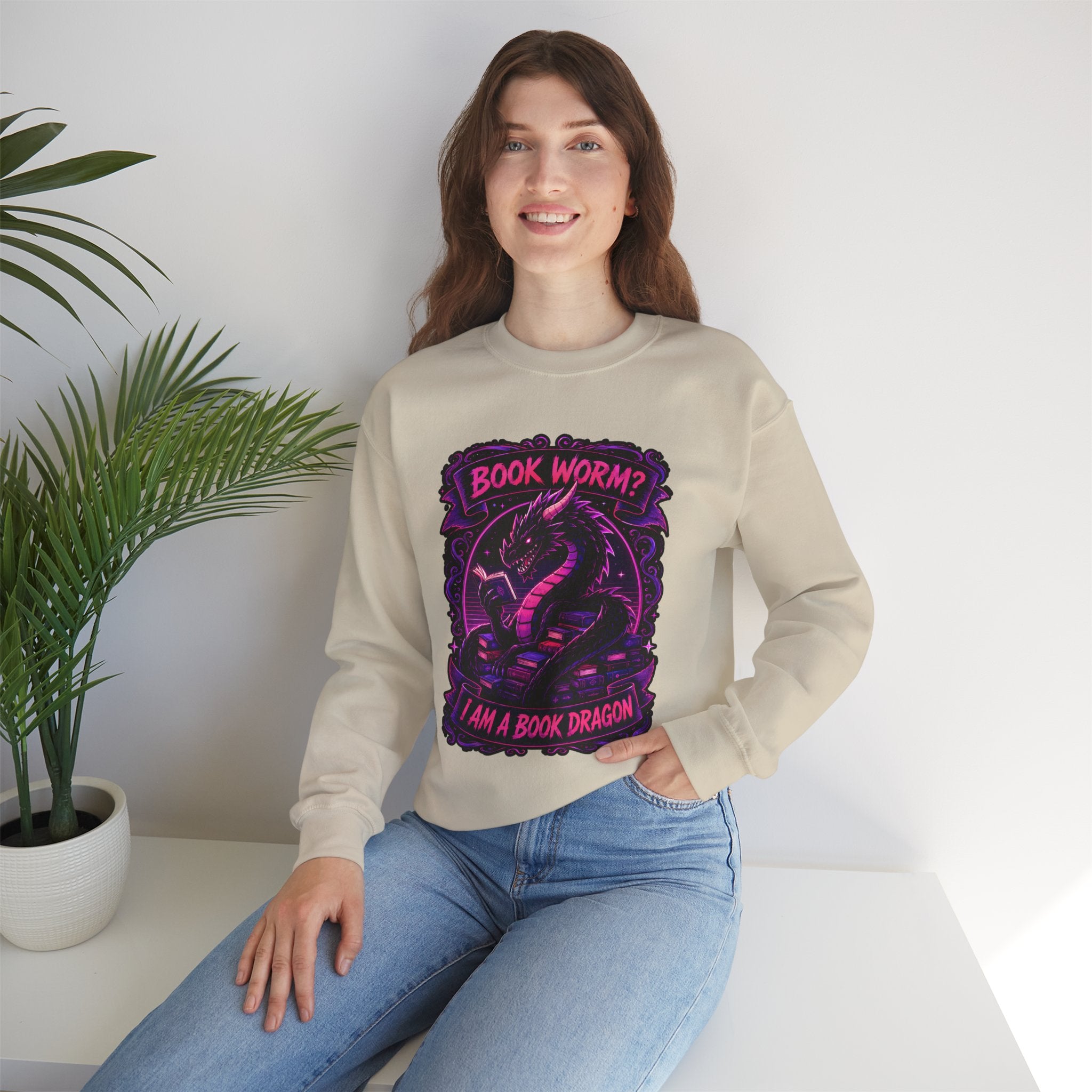 Book Worm? I Am a Book Dragon, Fantasy Reader Sweatshirt