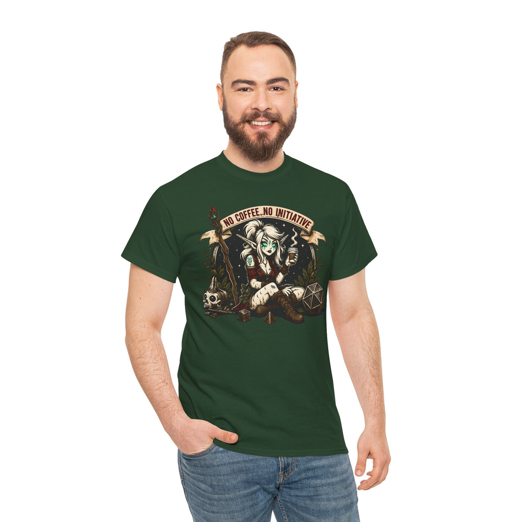 No Coffee, No Initiative | Fantasy RPG T-shirt