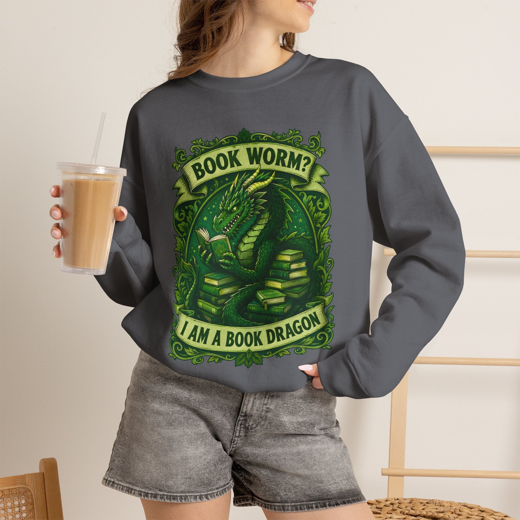 Book Worm? I Am a Book Dragon, Fantasy Reader Sweatshirt
