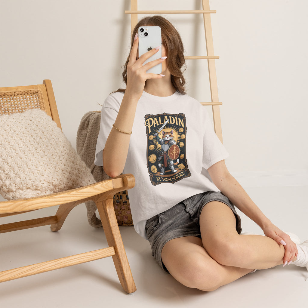 Paladin Cat at Your Service D&D T-shirt | Cat Lover RPG Gift