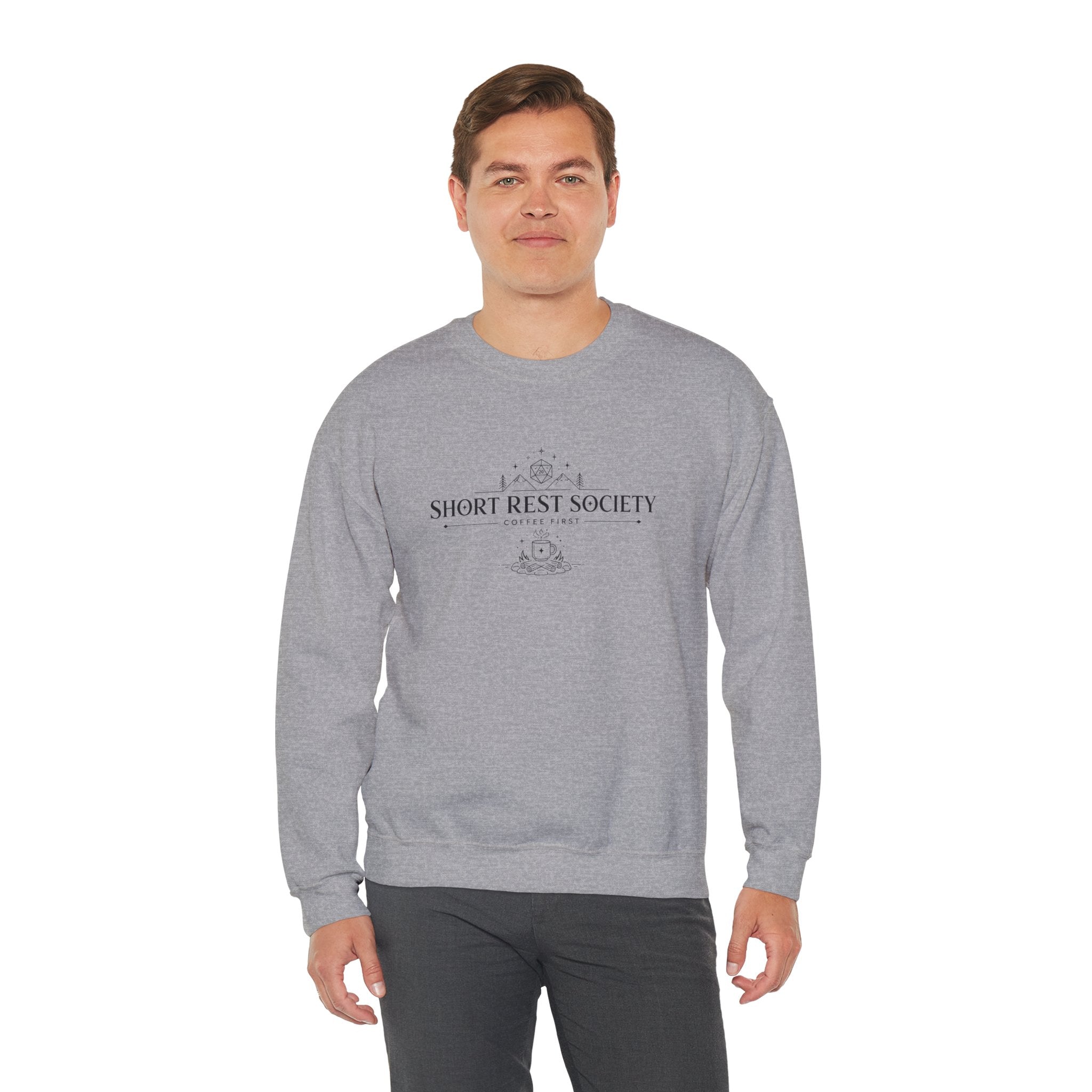 Short Rest Society – Coffee First | Tabletop RPG Sweatshirt