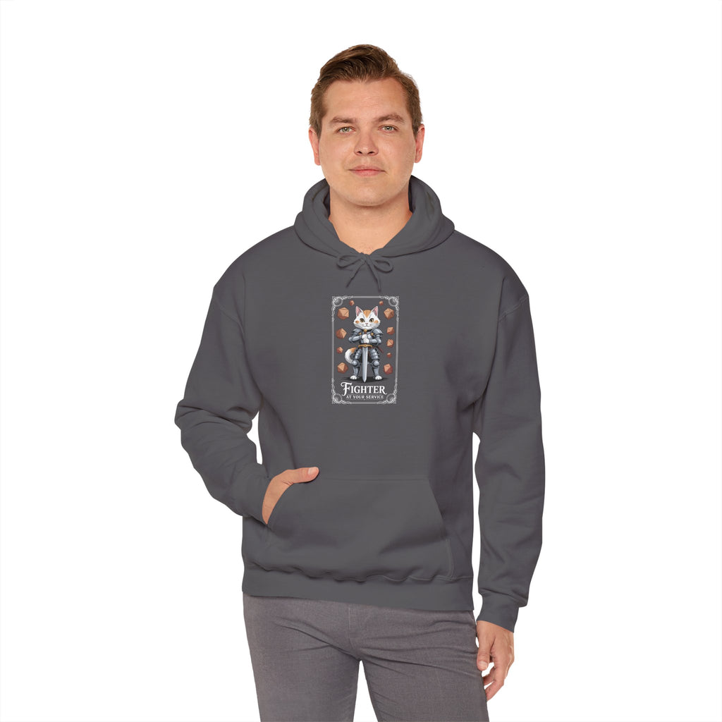 Fighter Cat at Your Service D&D Hoodie | Cat Lover RPG Gift