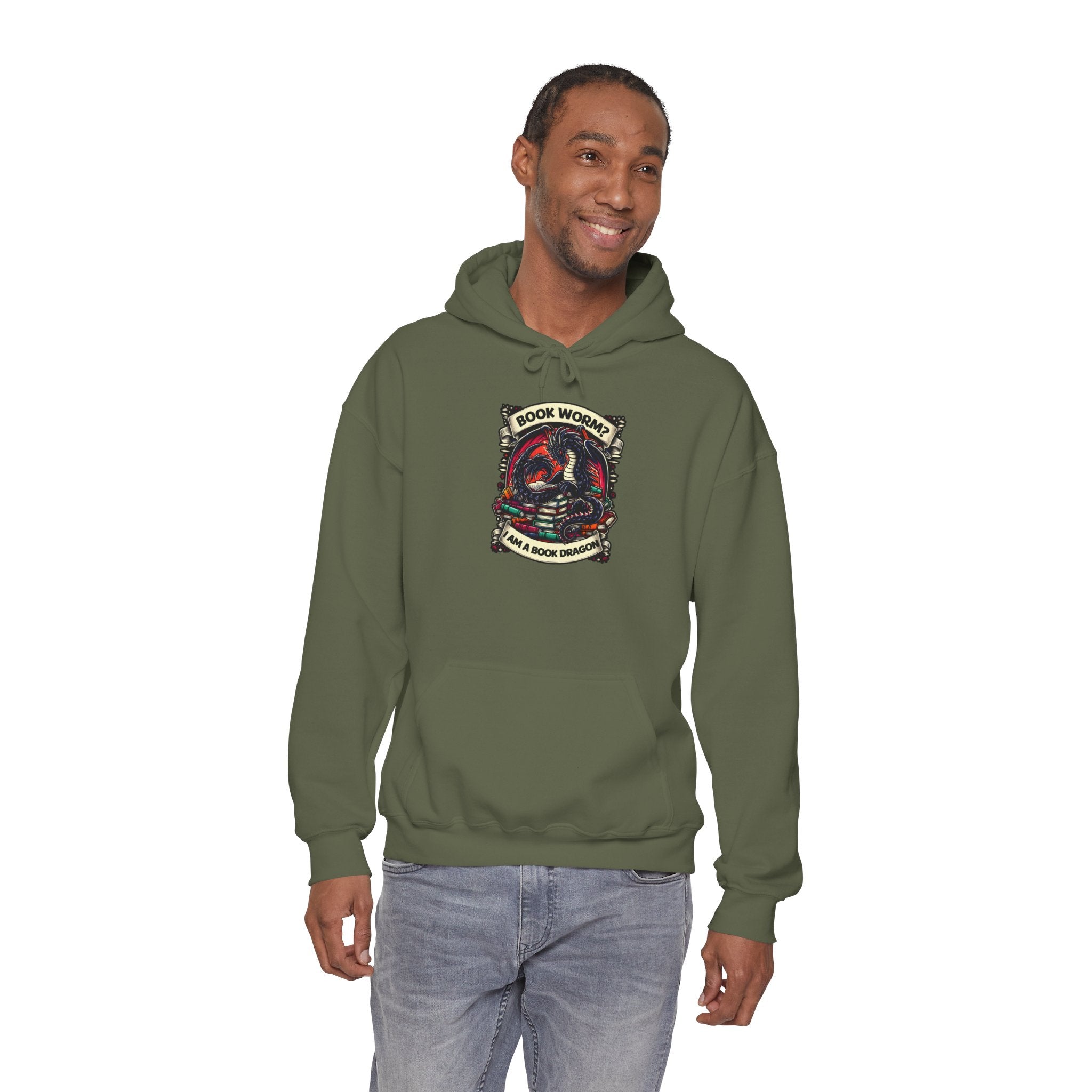 Book Worm? I Am a Book Dragon, Fantasy Reader Hoodie