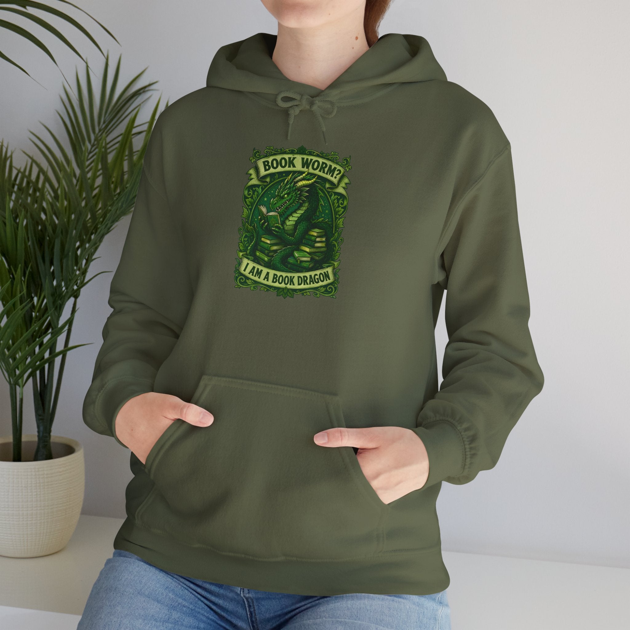 Book Worm? I Am a Book Dragon, Fantasy Reader Hoodie