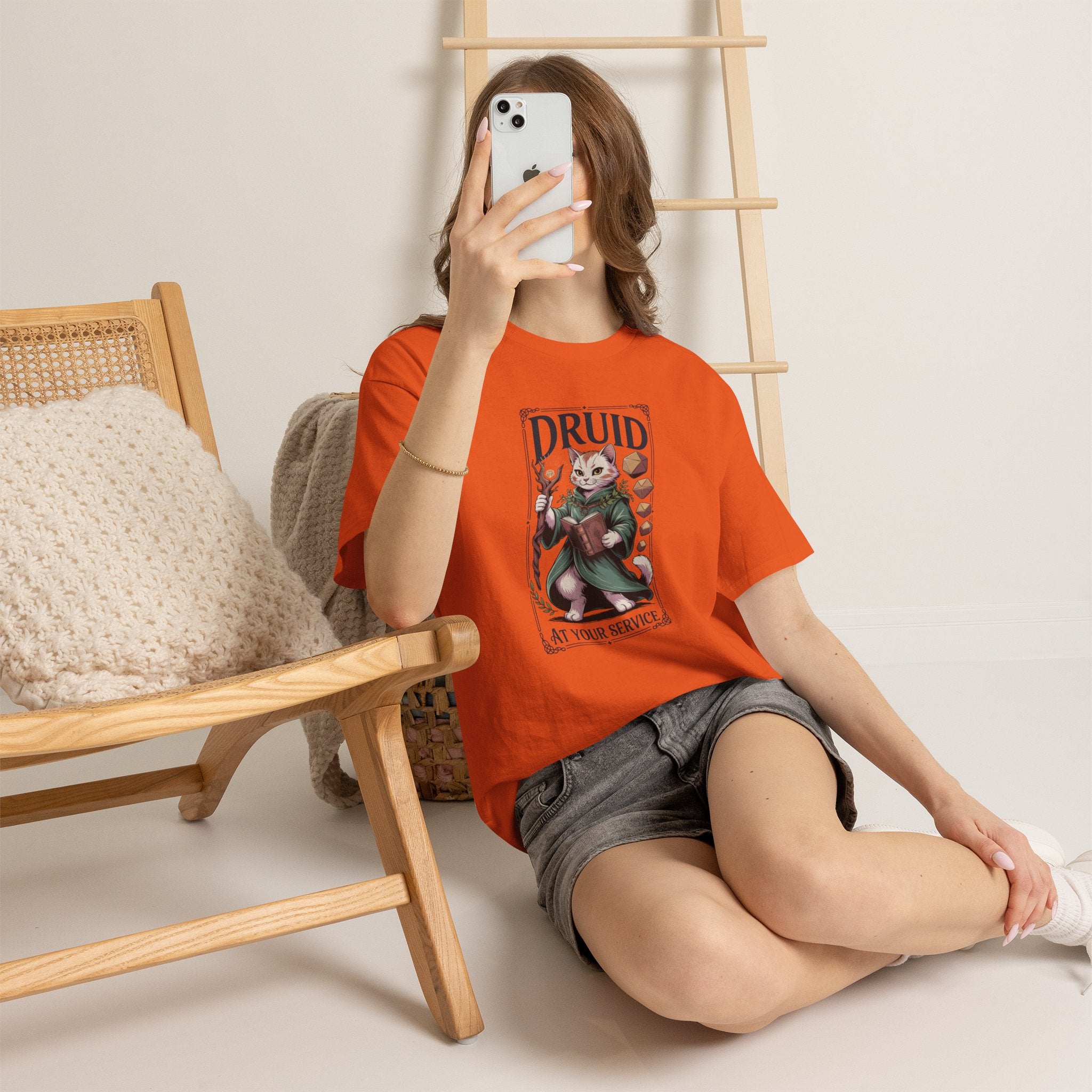 Druid Cat at Your Serivece D&D T-shirt | Cat Lover RPG Gift