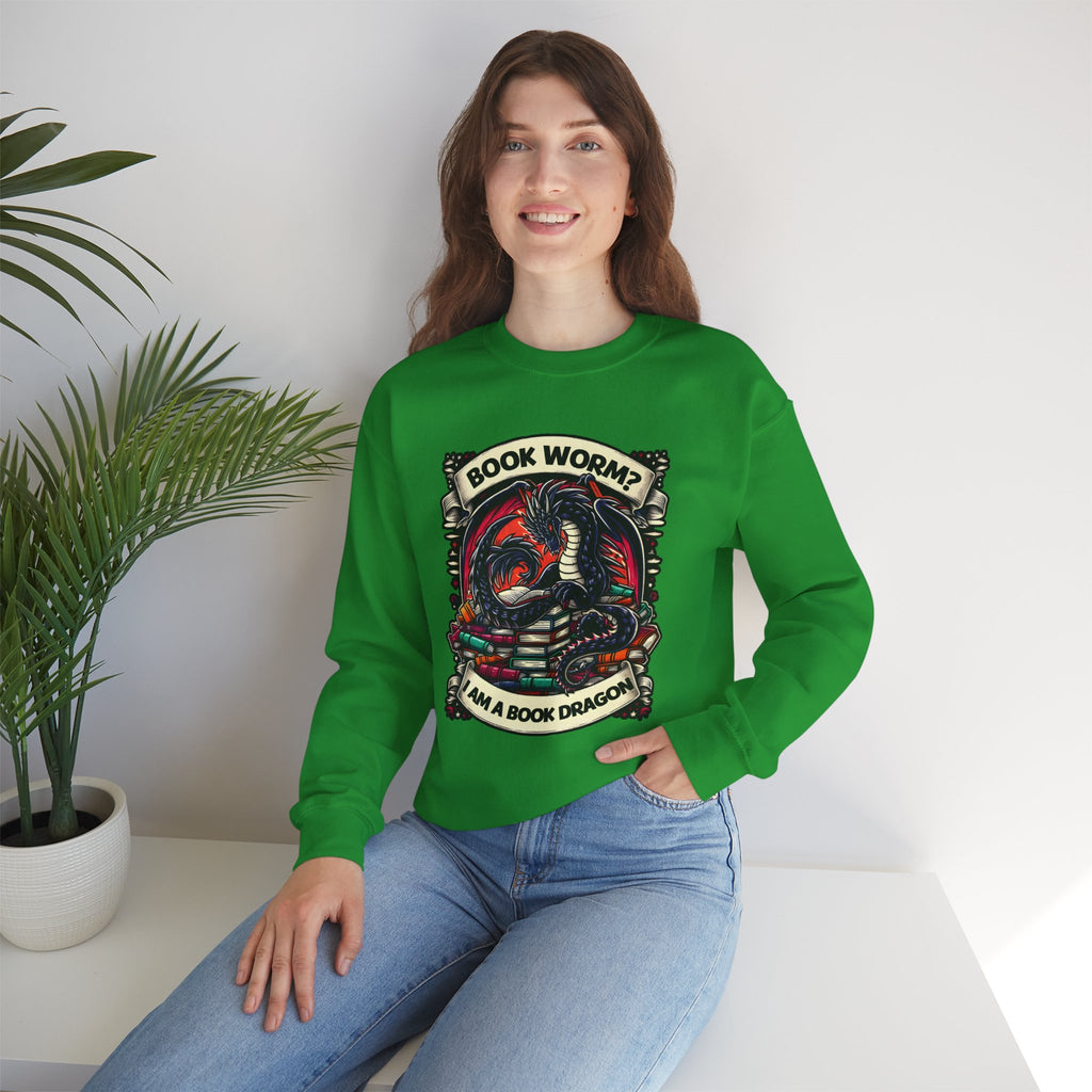 Book Worm? I Am a Book Dragon, Fantasy Reader Sweatshirt