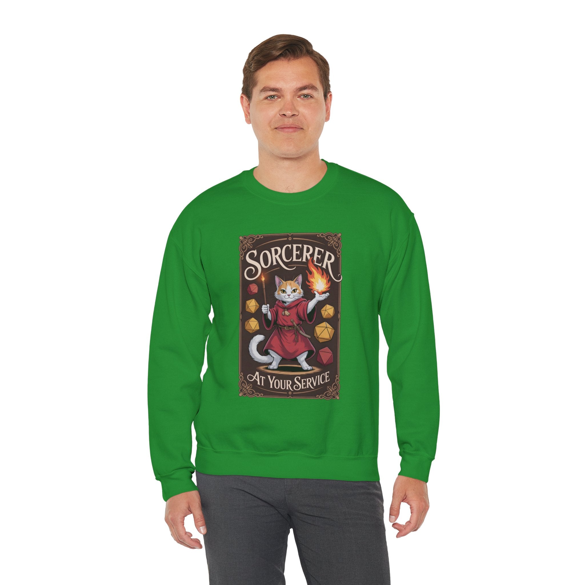 Sorcerer Cat at Your Service D&D Sweatshirt | Cat Lover RPG Gift