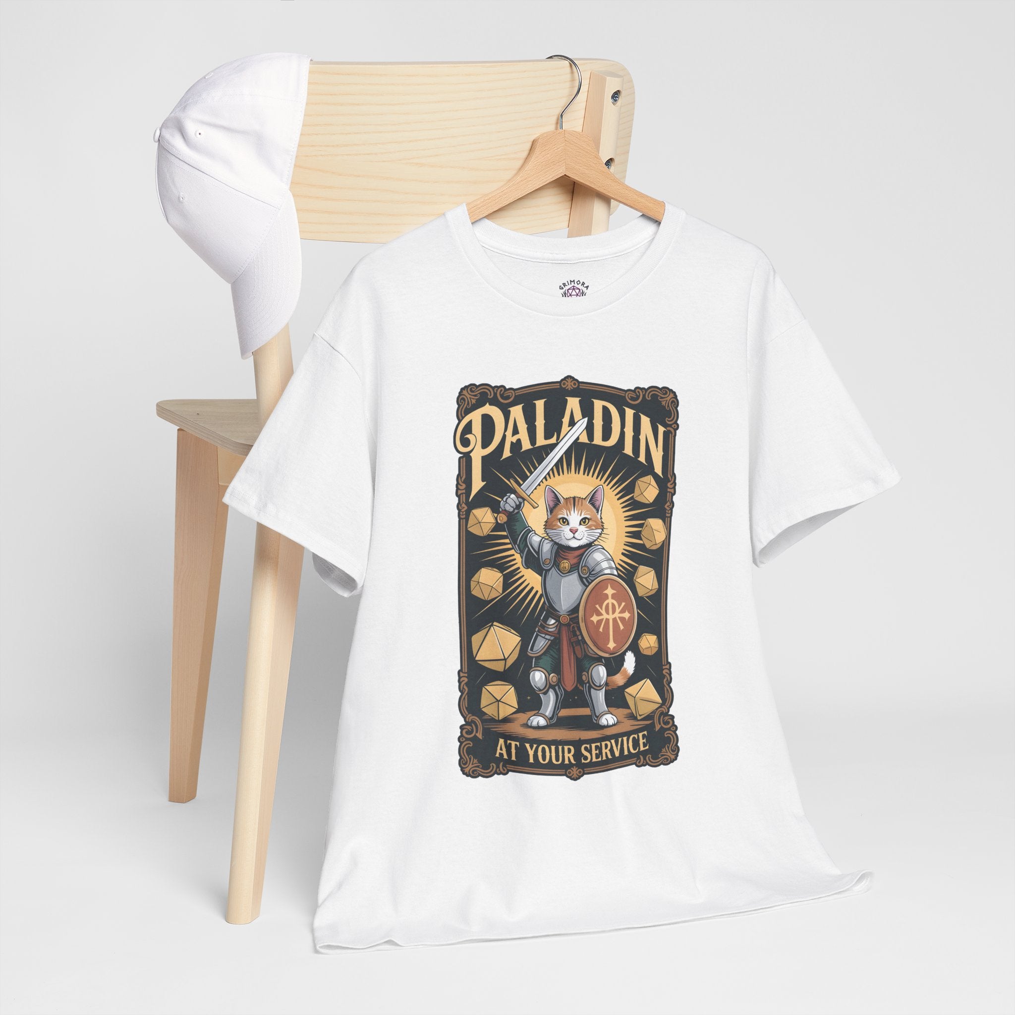 Paladin Cat at Your Service D&D T-shirt | Cat Lover RPG Gift