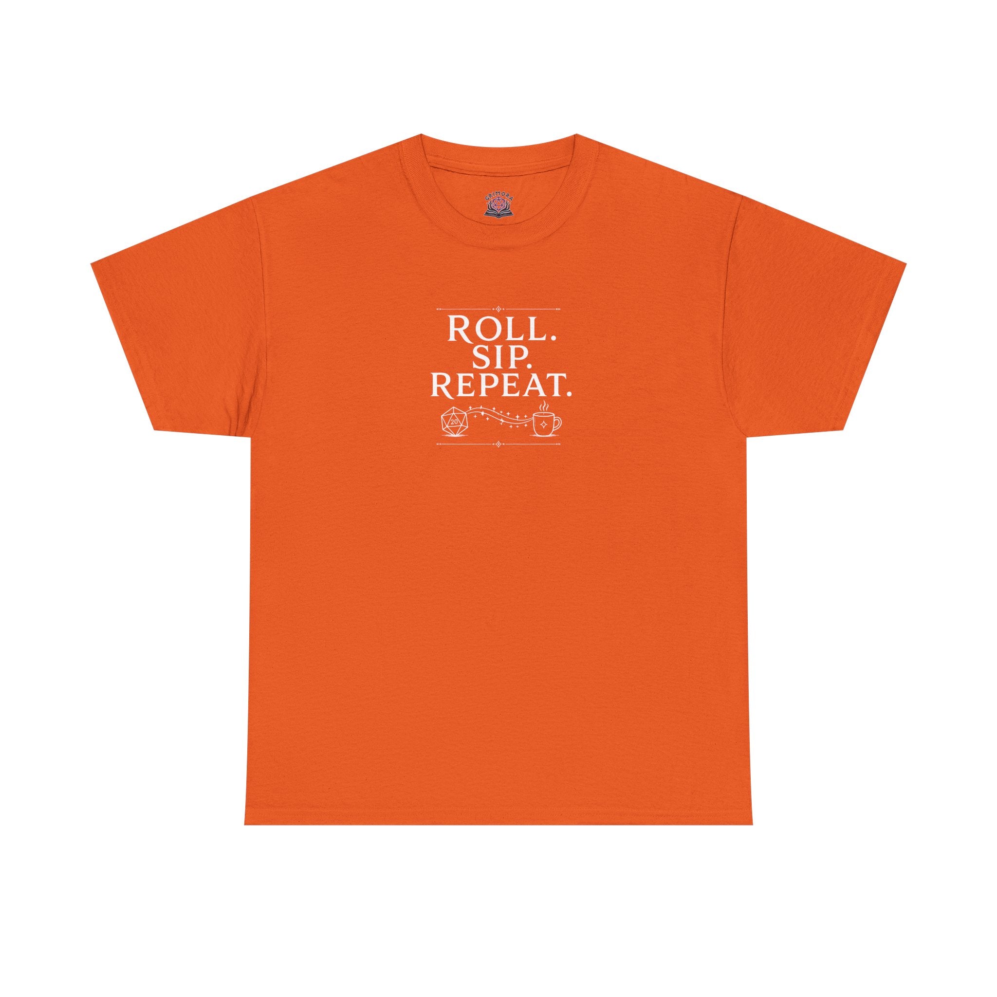 Roll. Sip. Repeat. | Tabletop RPG Coffee T-shirt | Dice & Coffee Lover T-shirt