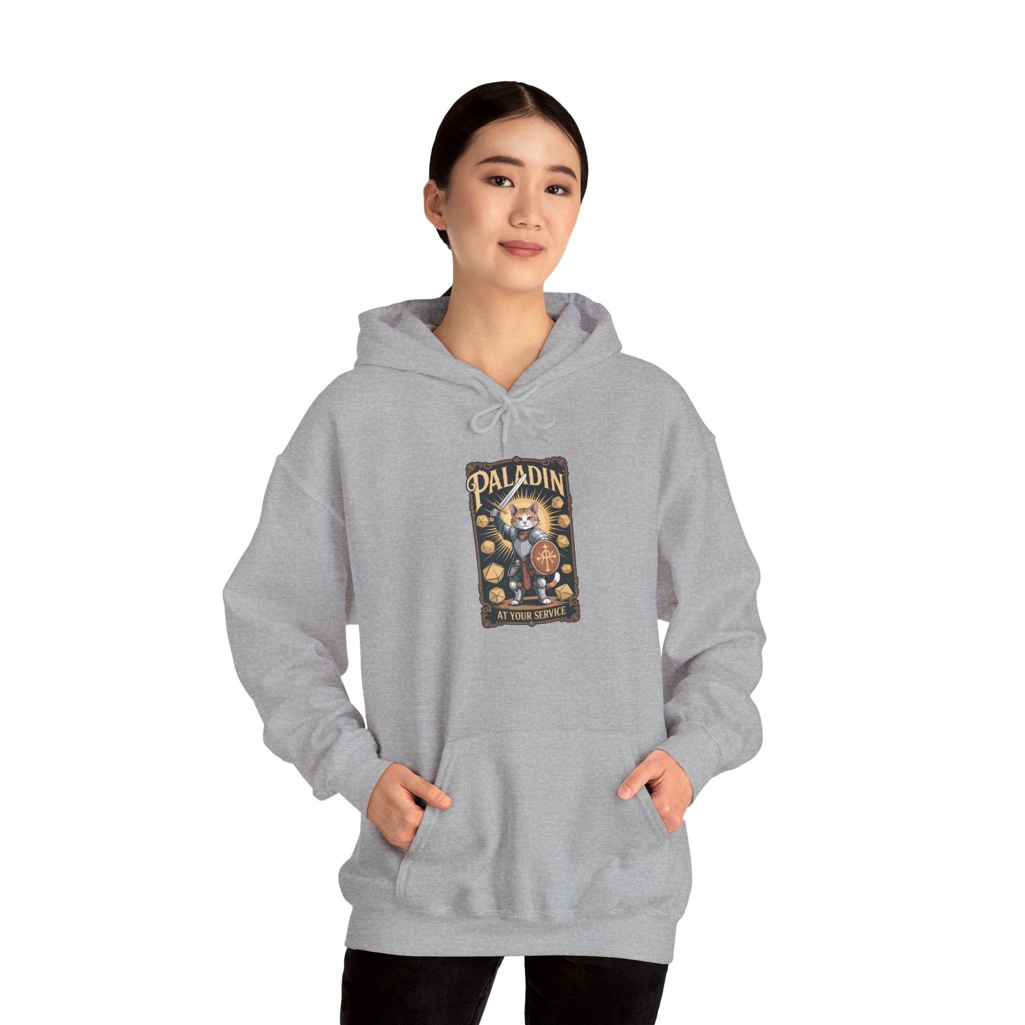 Paladin Cat at Your Service D&D Hoodie | Cat Lover RPG Gift