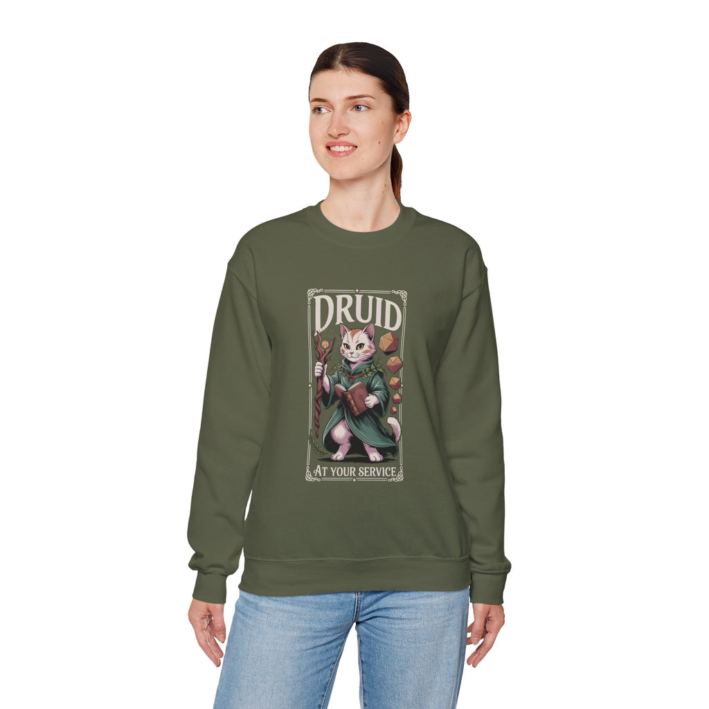 Druid Cat at Your Serivece D&D Sweatshirt | Cat Lover RPG Gift