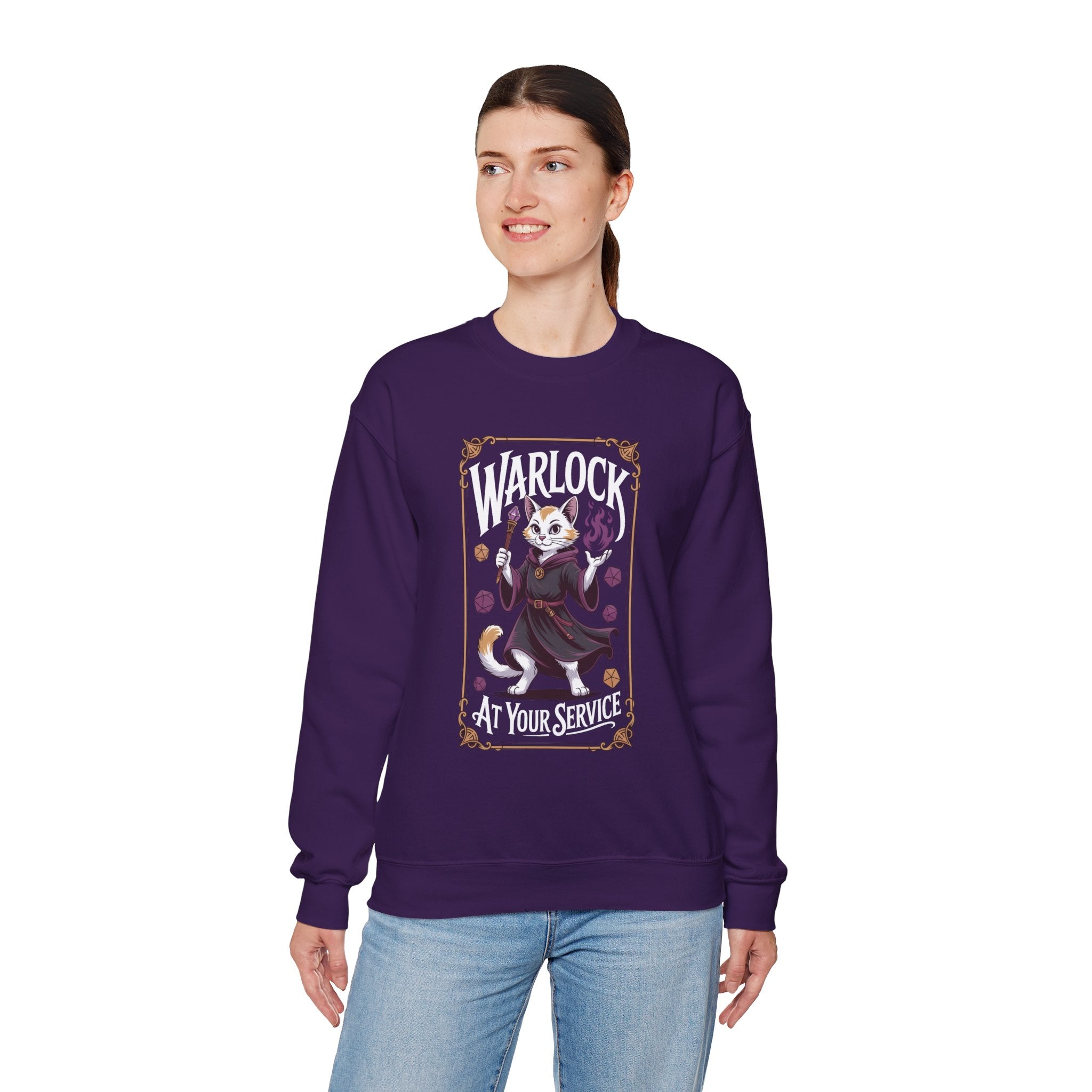 Warlock Cat at Your Serivece D&D Sweatshirt | Cat Lover RPG Gift