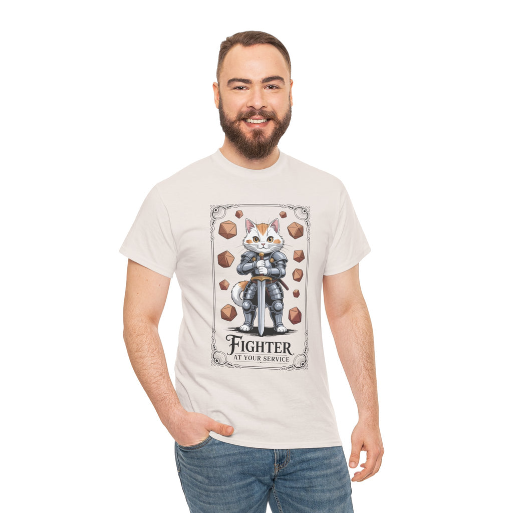 Fighter Cat at Your Service D&D T-shirt | Cat Lover RPG Gift