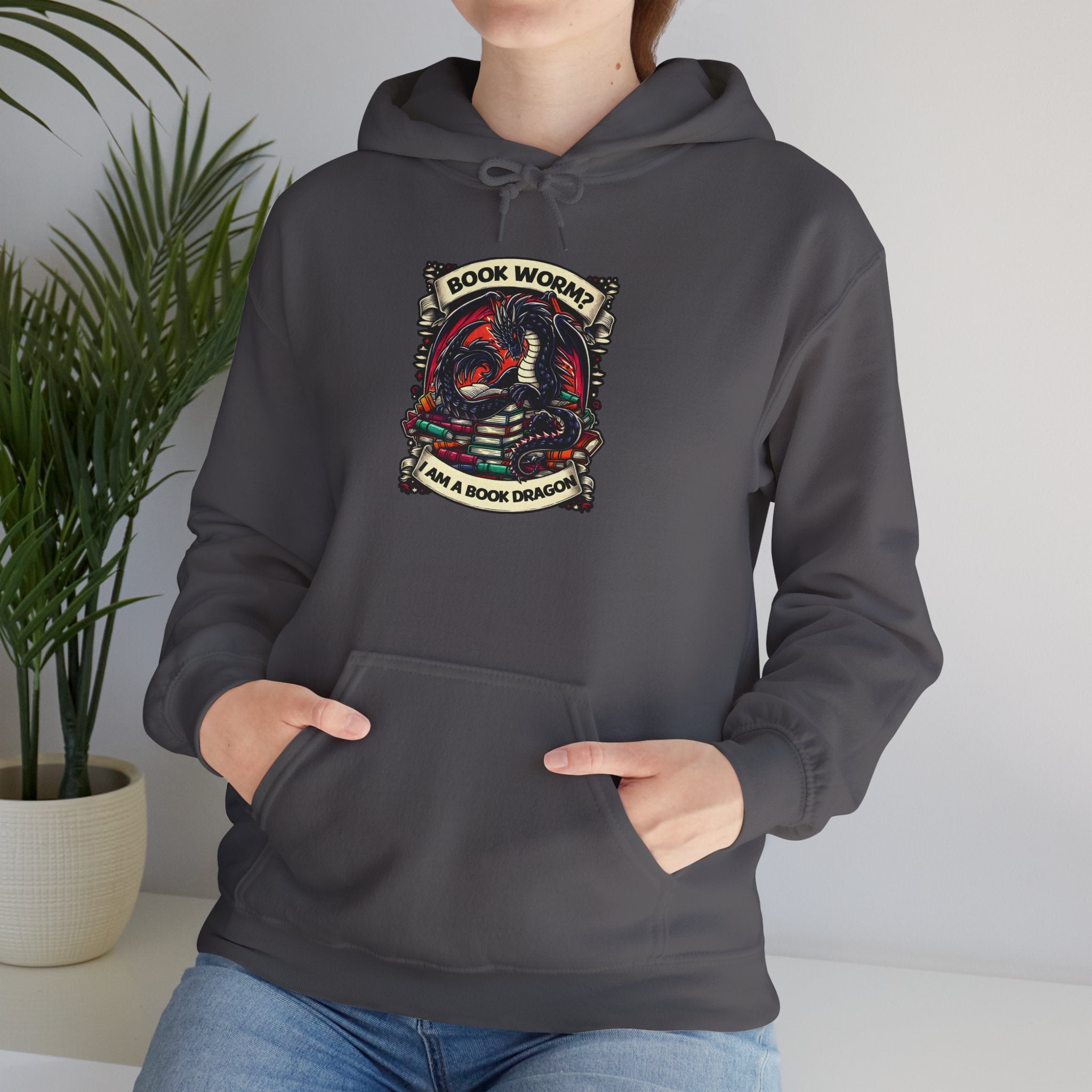 Book Worm? I Am a Book Dragon, Fantasy Reader Hoodie