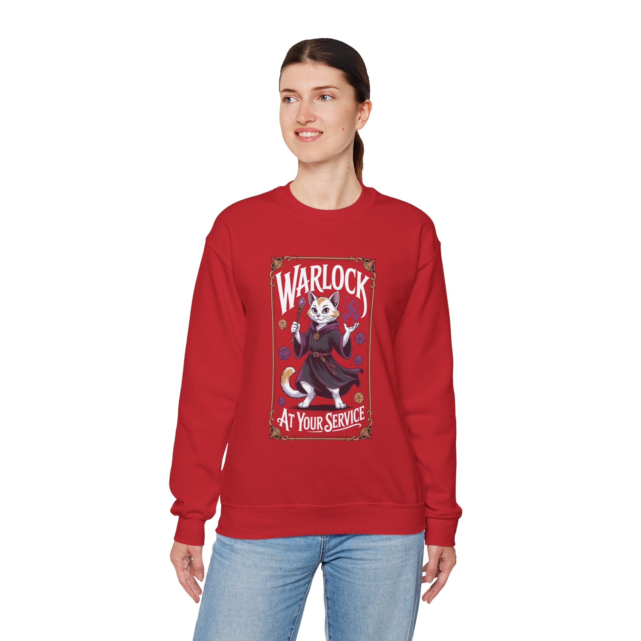 Warlock Cat at Your Serivece D&D Sweatshirt | Cat Lover RPG Gift