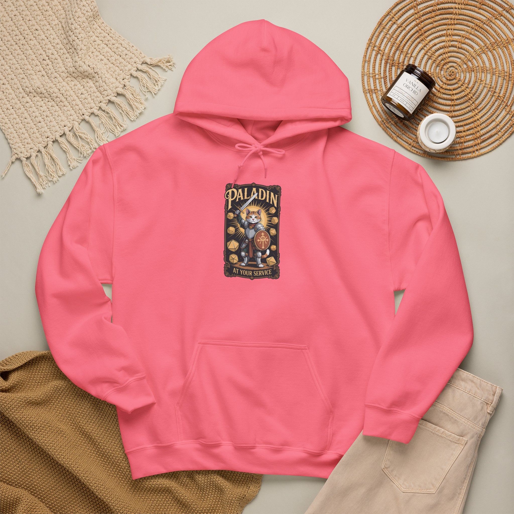 Paladin Cat at Your Service D&D Hoodie | Cat Lover RPG Gift
