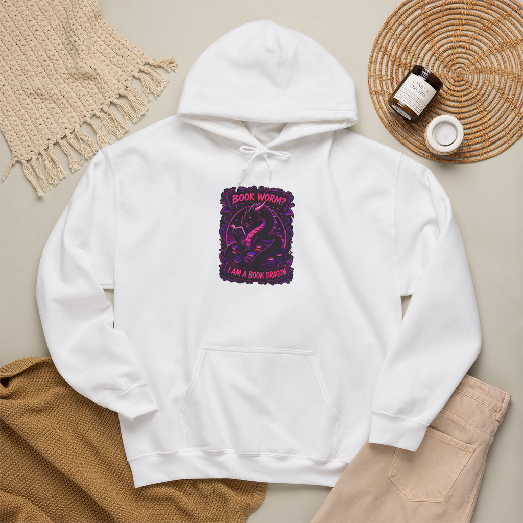 Book Worm? I Am a Book Dragon, Fantasy Reader Hoodie