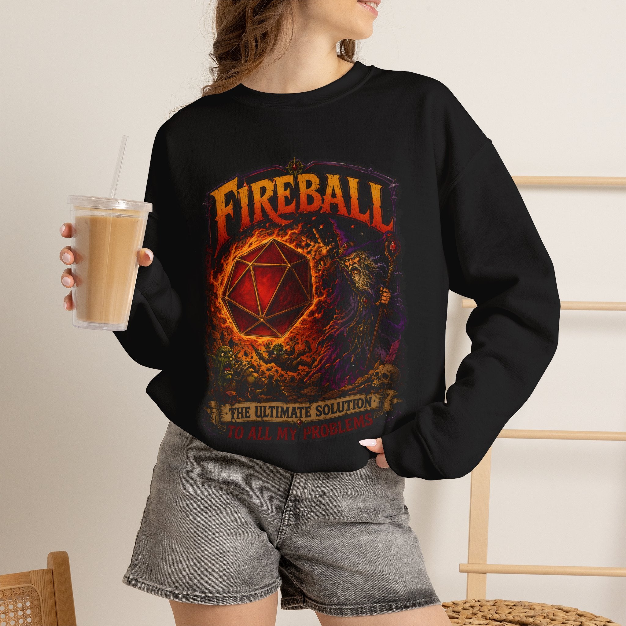 Fireball – The Ultimate Solution to All My Problems| Funny RPG Sweatshirt