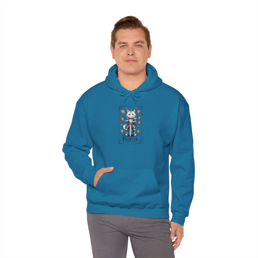 Fighter Cat at Your Service D&D Hoodie | Cat Lover RPG Gift