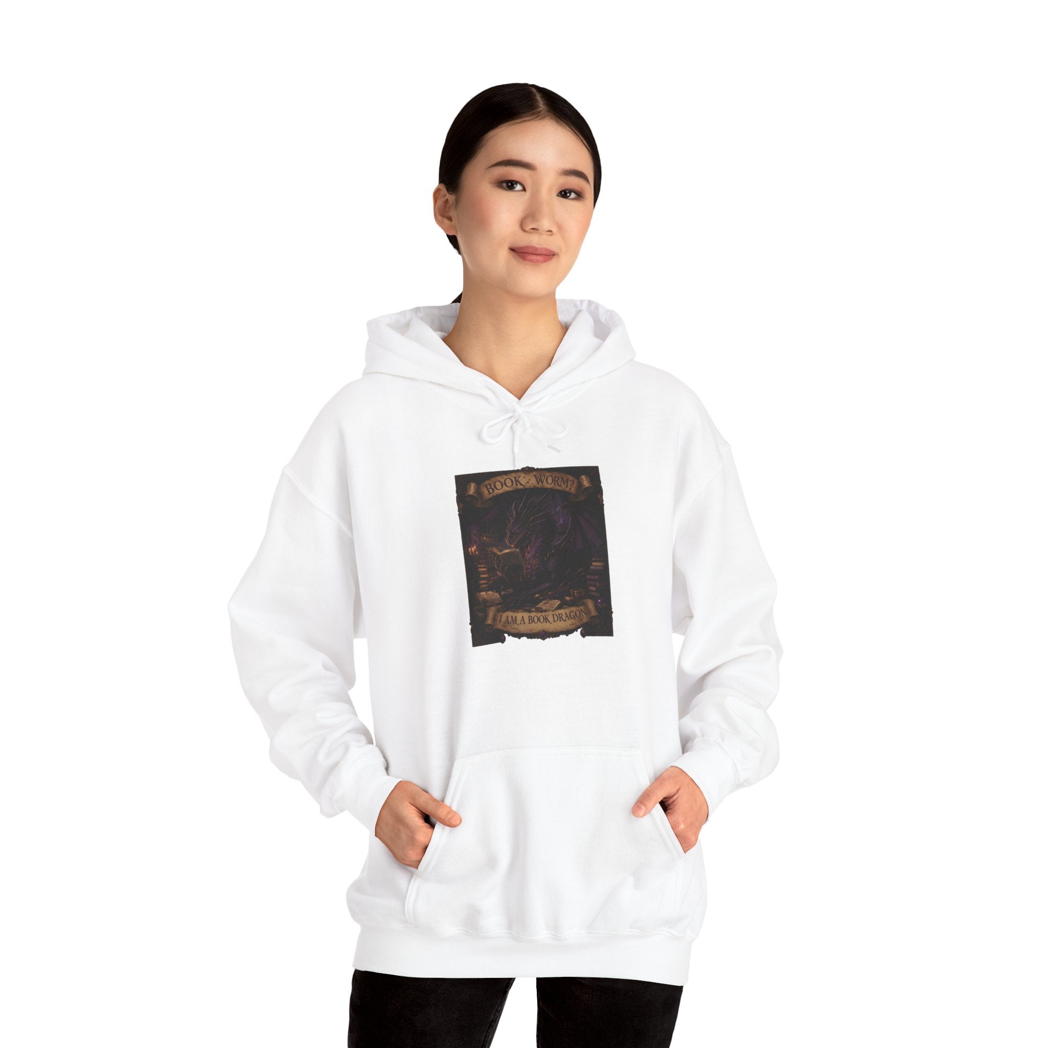 Book Worm? I Am a Book Dragon, Fantasy Reader Hoodie