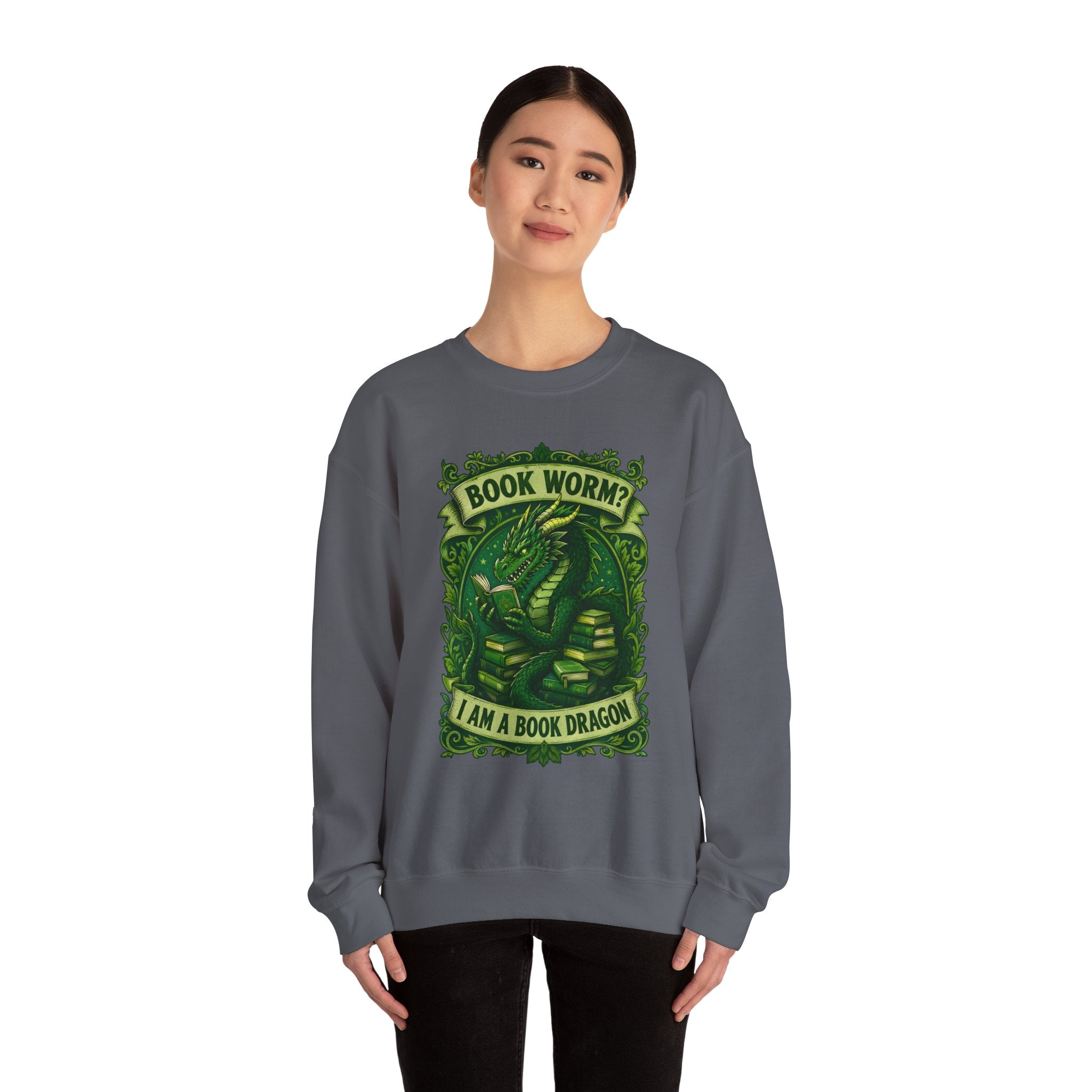 Book Worm? I Am a Book Dragon, Fantasy Reader Sweatshirt