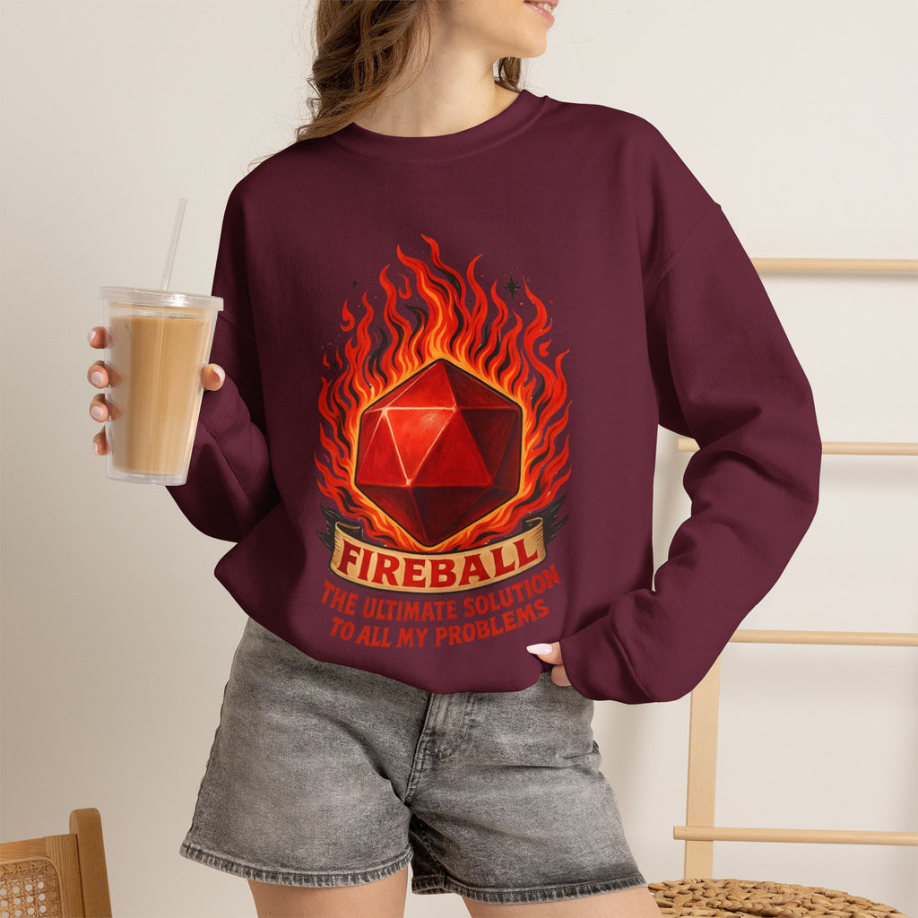 Fireball – The Ultimate Solution to All My Problems| Funny RPG Sweatshirt