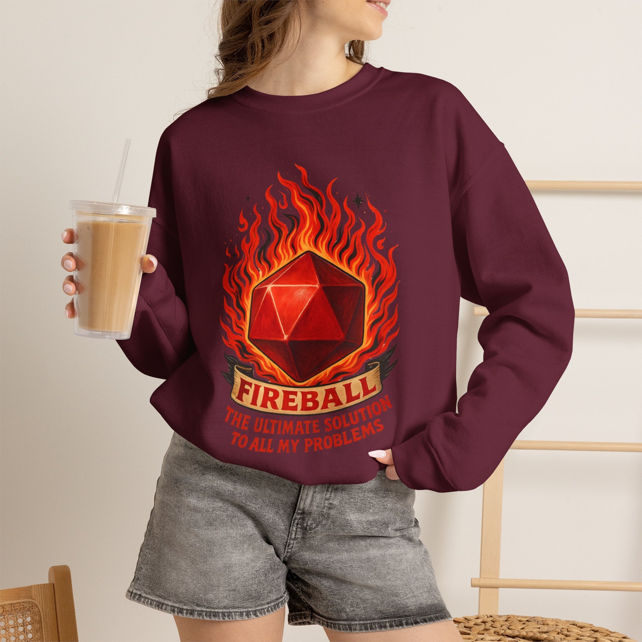 Fireball – The Ultimate Solution to All My Problems| Funny RPG Sweatshirt