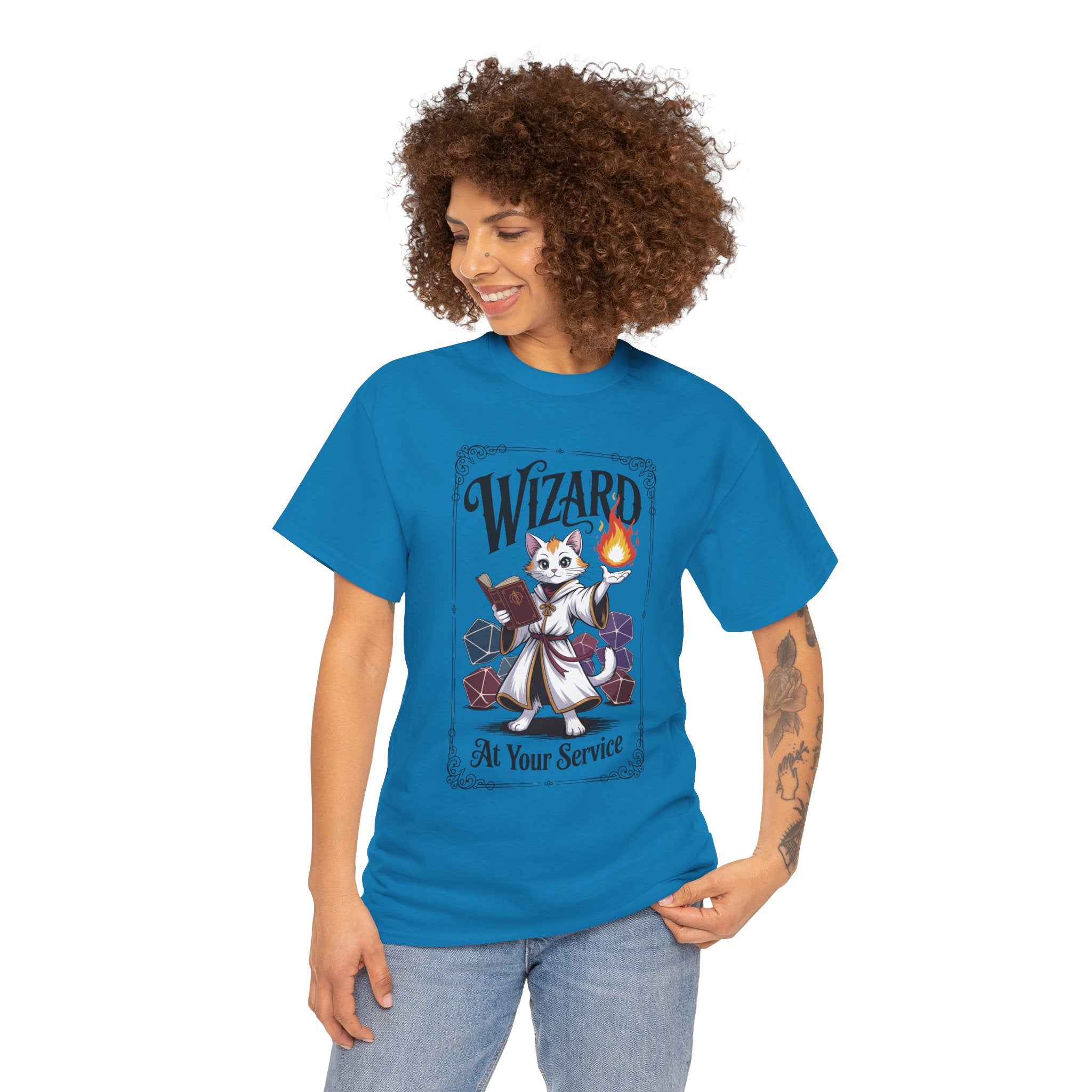 Wizard Cat at Your Serivece D&D T-shirt | Cat Lover RPG Gift