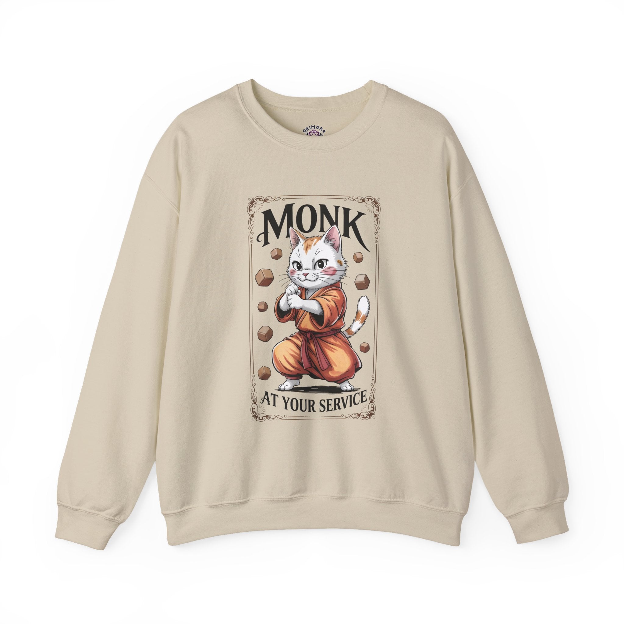 Monk Cat at Your Service D&D Sweatshirt | Cat Lover RPG Gift