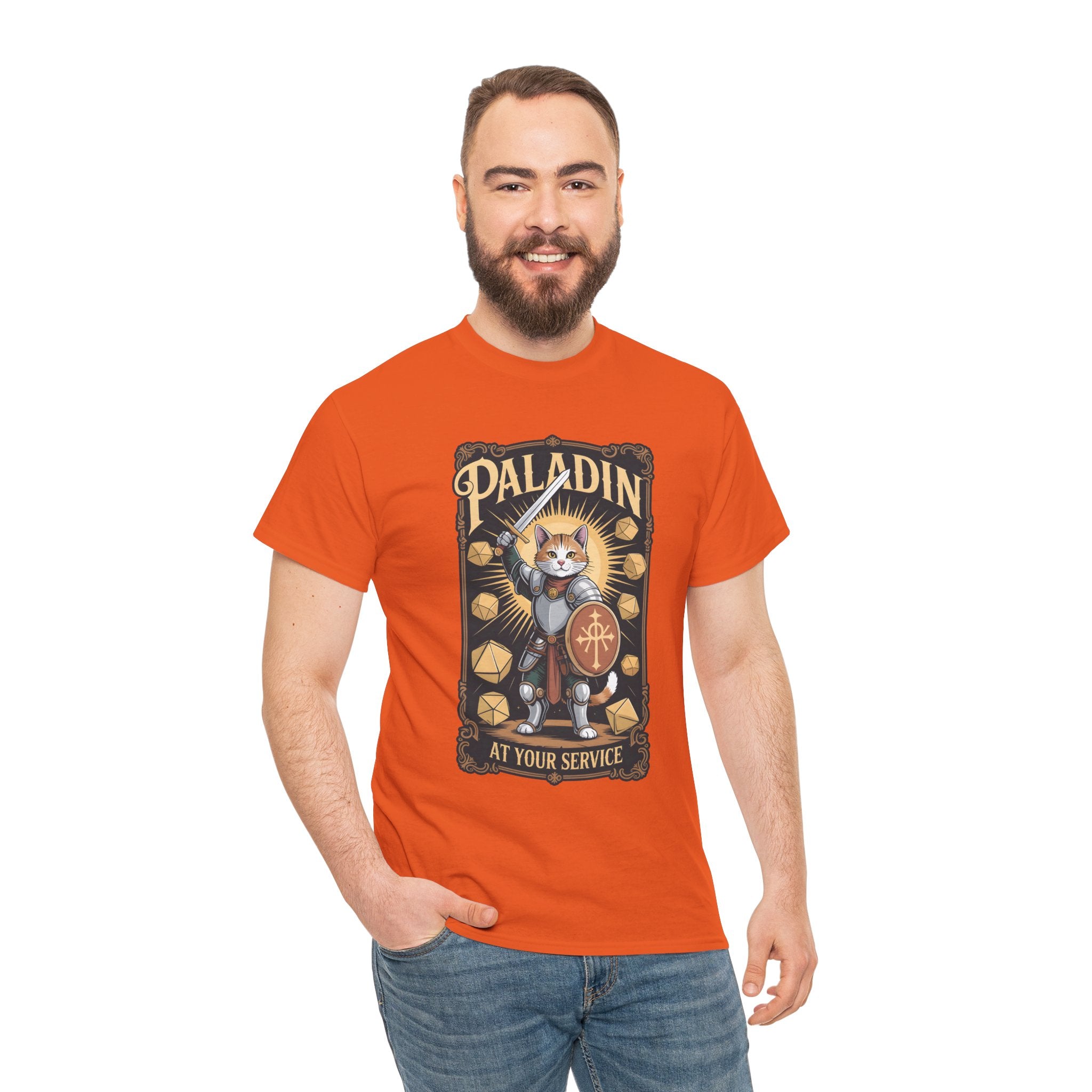 Paladin Cat at Your Service D&D T-shirt | Cat Lover RPG Gift