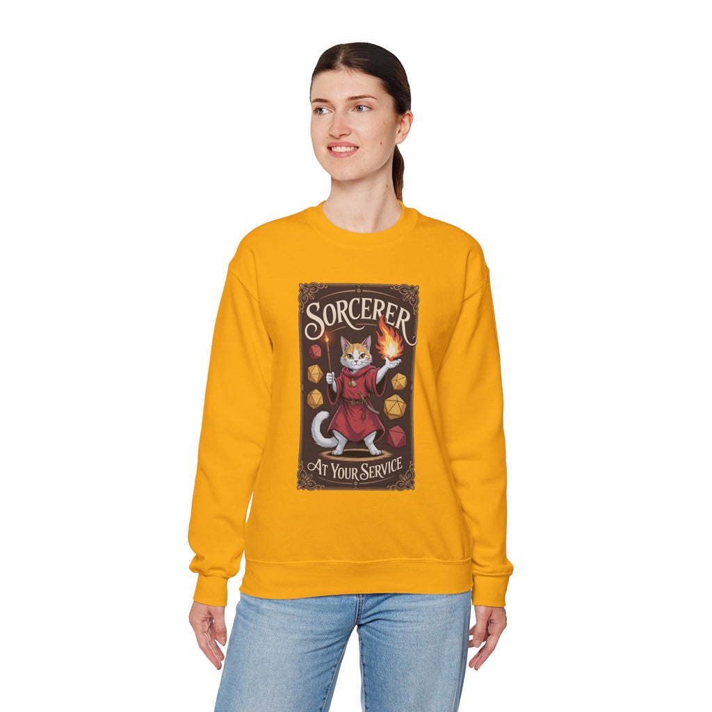 Sorcerer Cat at Your Service D&D Sweatshirt | Cat Lover RPG Gift