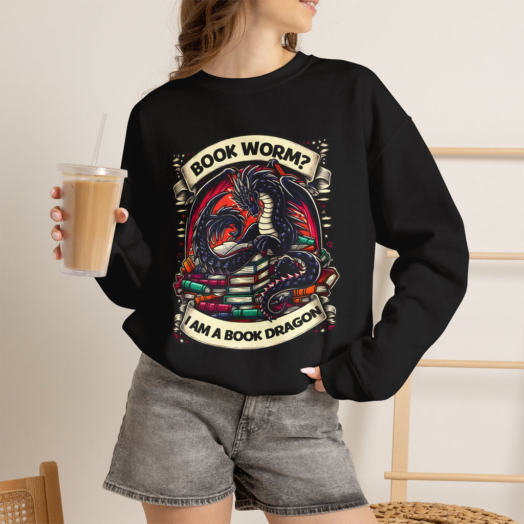 Book Worm? I Am a Book Dragon, Fantasy Reader Sweatshirt