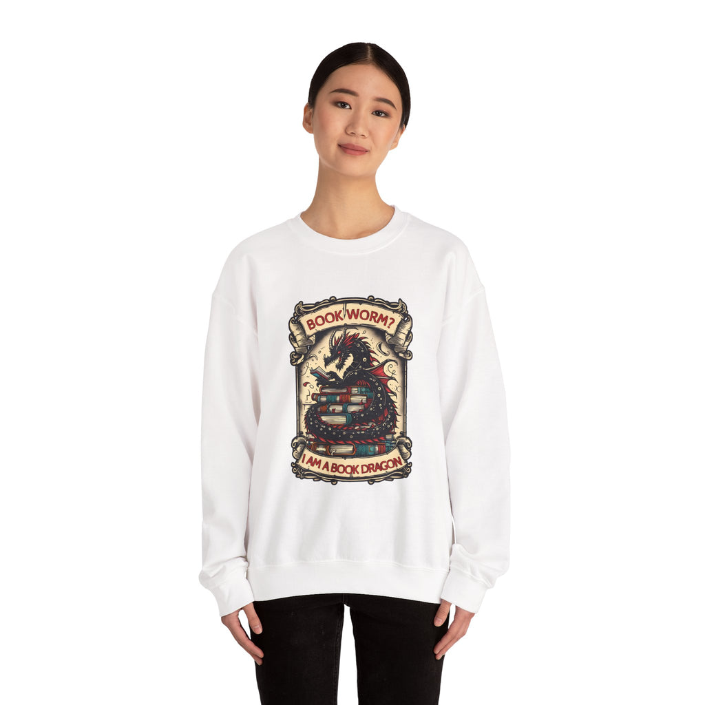 Book Worm? I Am a Book Dragon, Fantasy Reader Sweatshirt