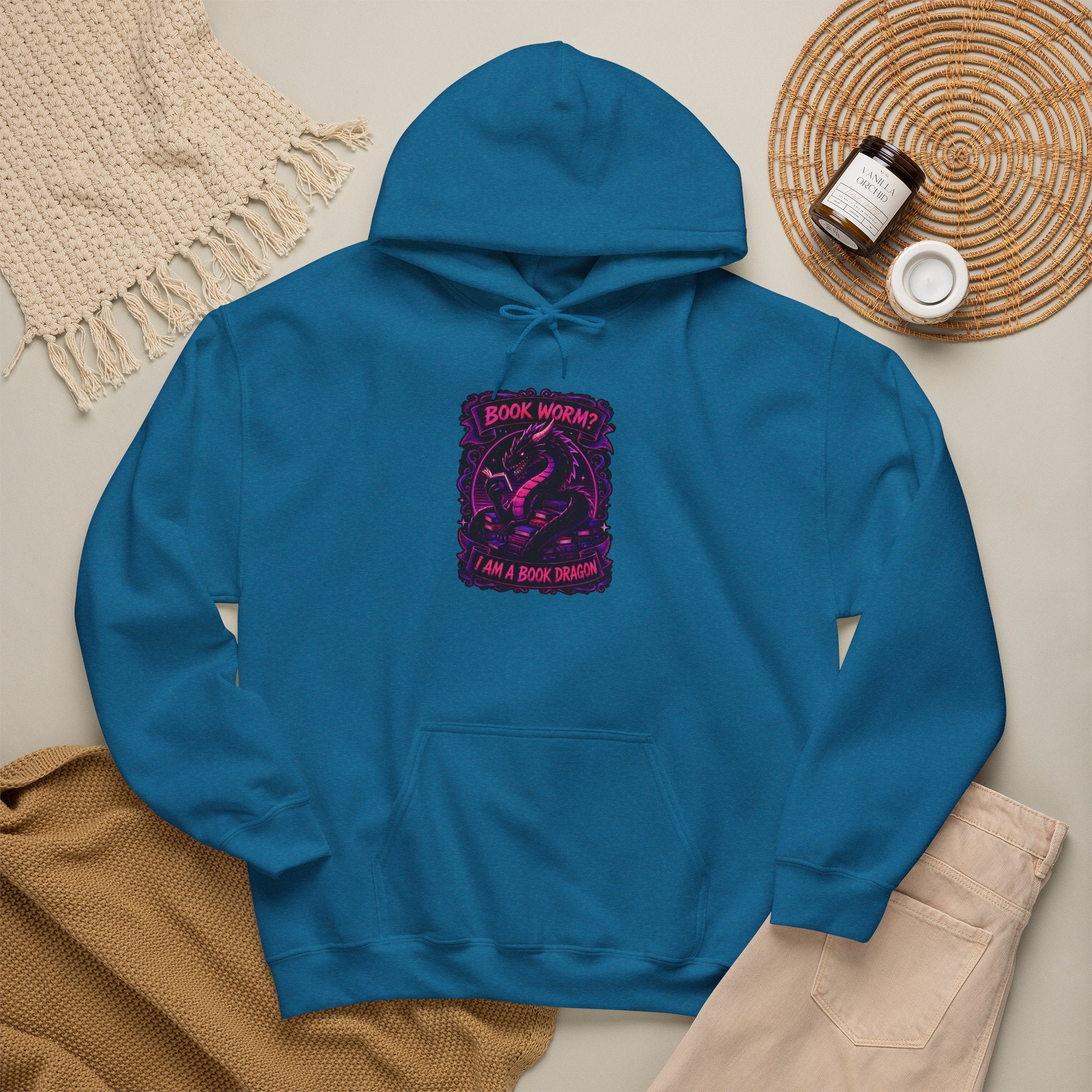 Book Worm? I Am a Book Dragon, Fantasy Reader Hoodie