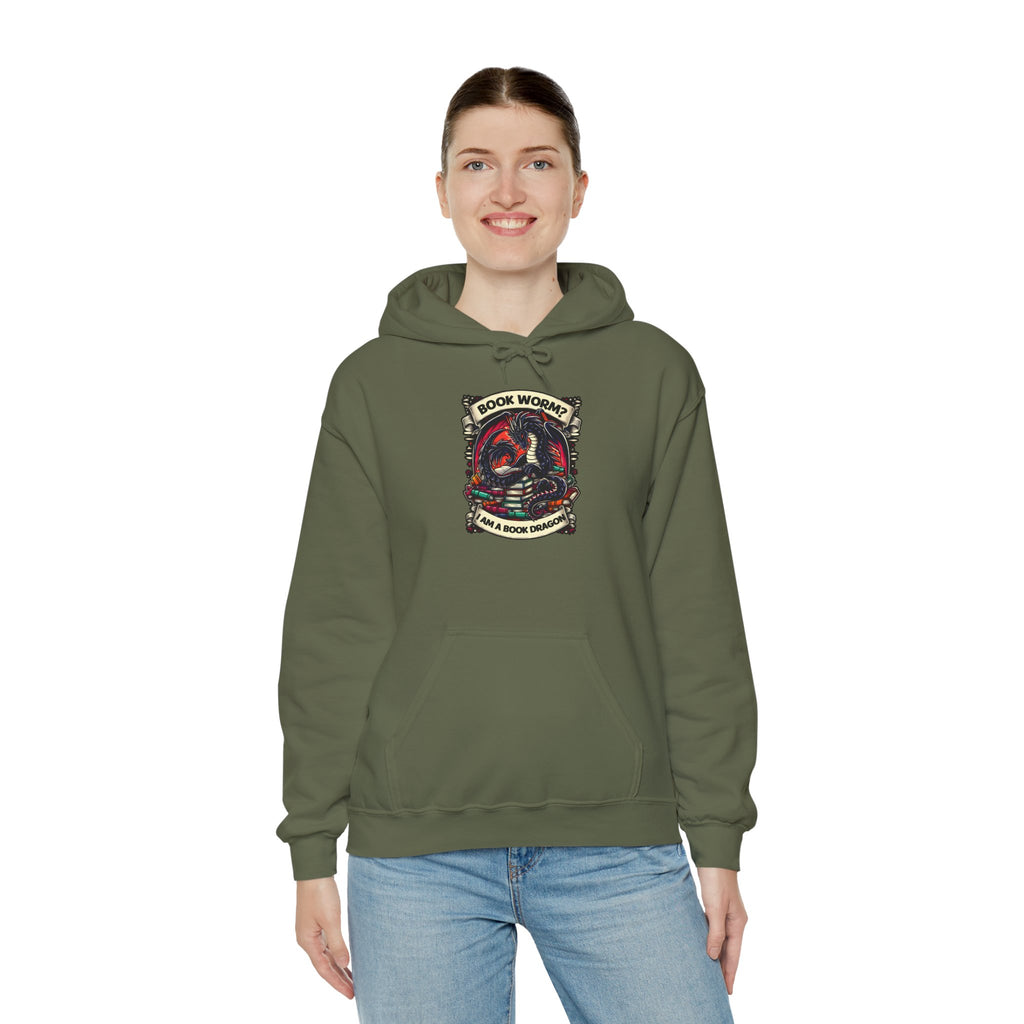 Book Worm? I Am a Book Dragon, Fantasy Reader Hoodie