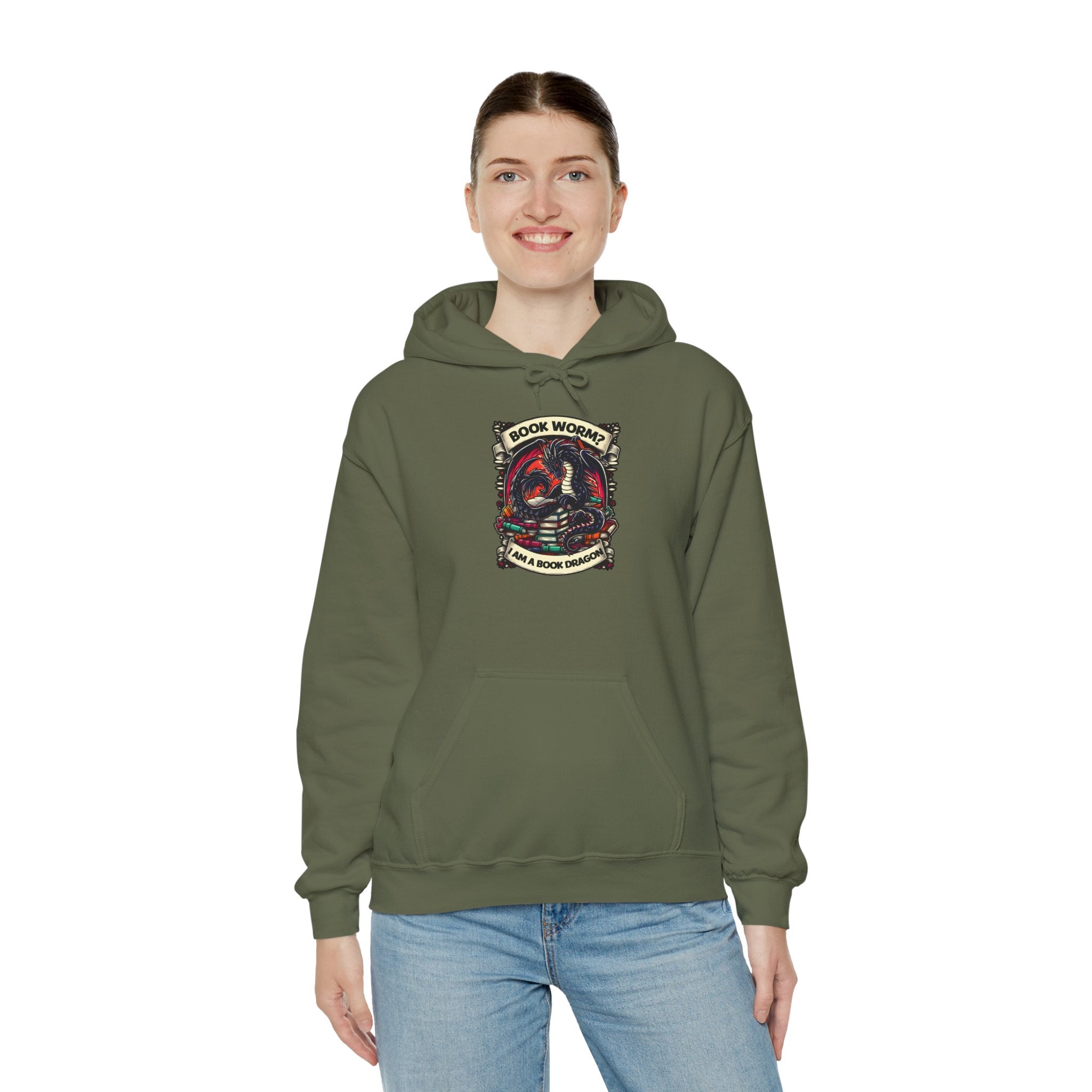 Book Worm? I Am a Book Dragon, Fantasy Reader Hoodie